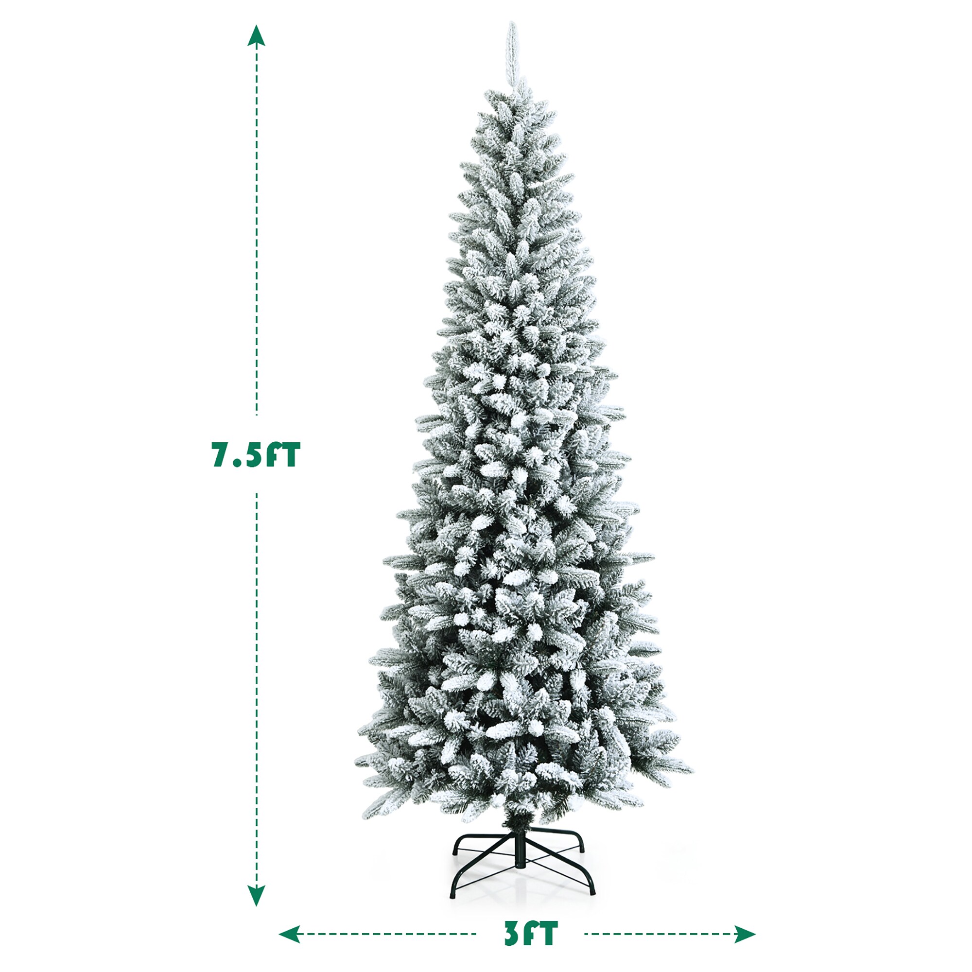 Goplus 7.5-ft Pencil Flocked White Artificial Christmas Tree in the ...