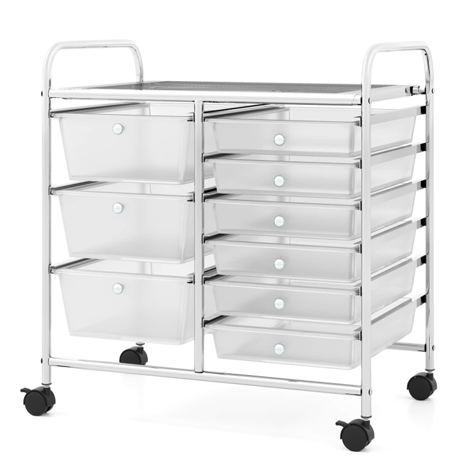 SUGIFT 9-Drawer Rolling Storage Cart with Colorful Drawers and Metal Frame-Transparent #LW102SUGHY2977