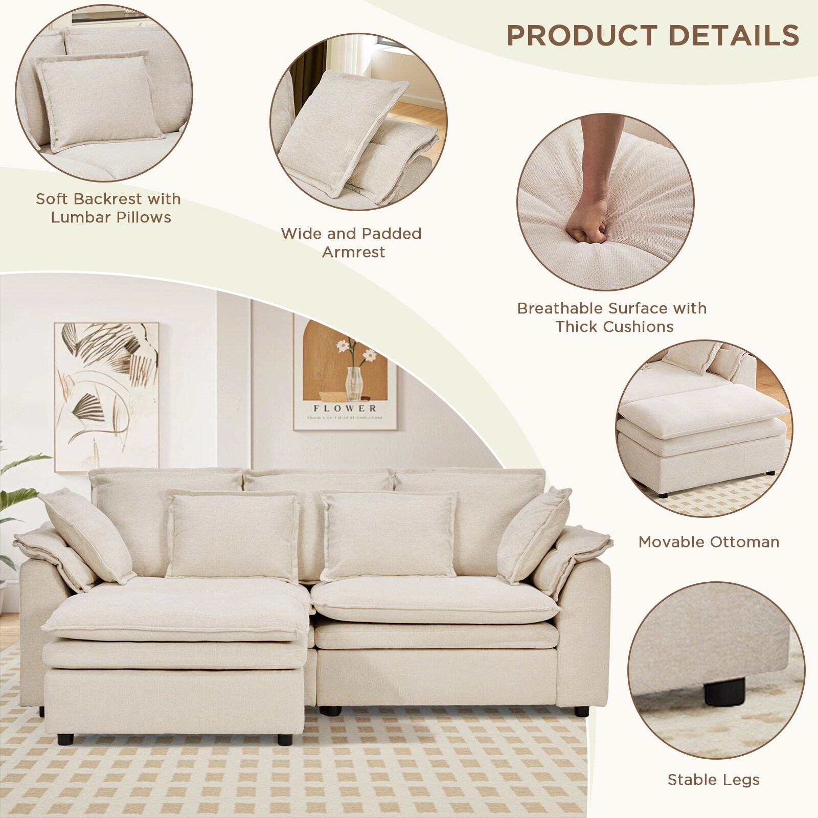 Pocassy GREATANTS-001BG-ABC Sofas-Loveseats - View #5