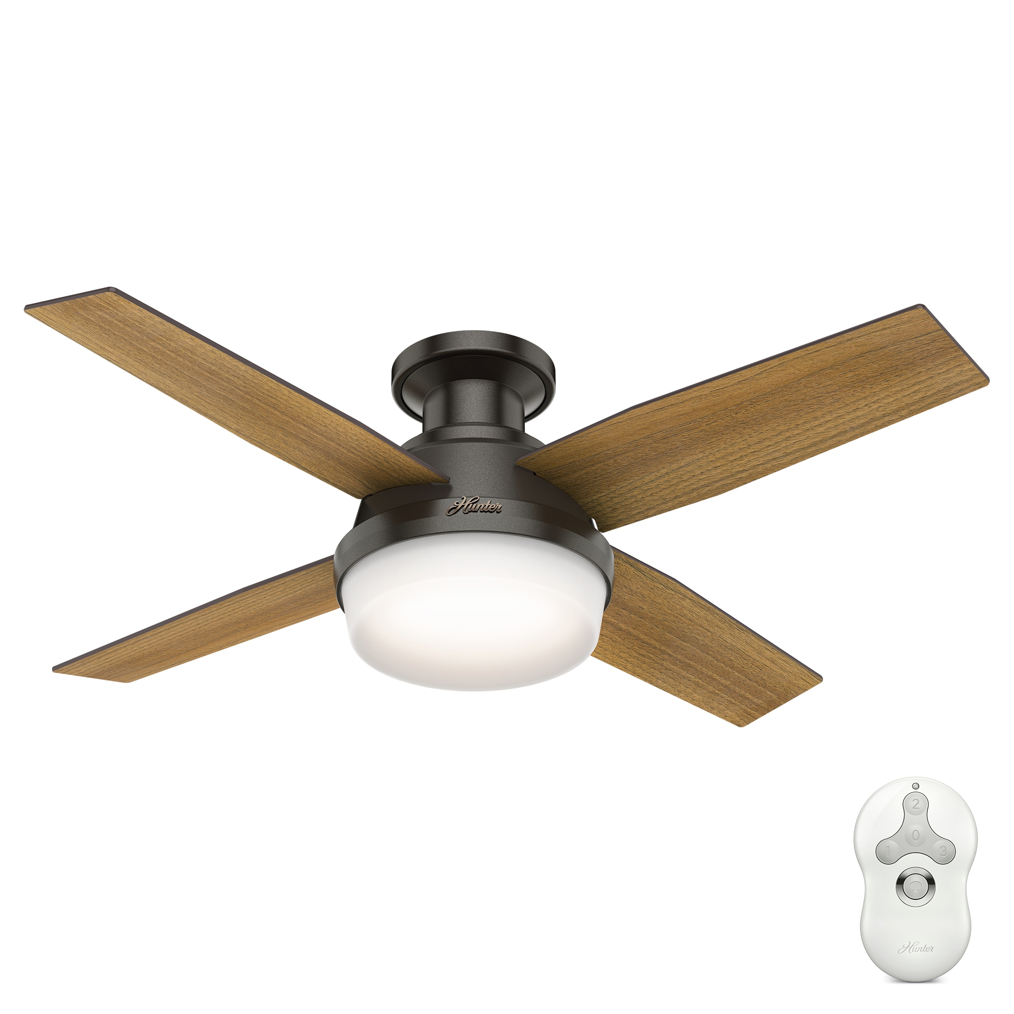 Hunter Fan 44 in New Bronze Finish Ceiling Fan w/ Light Fitter & Remote Control 