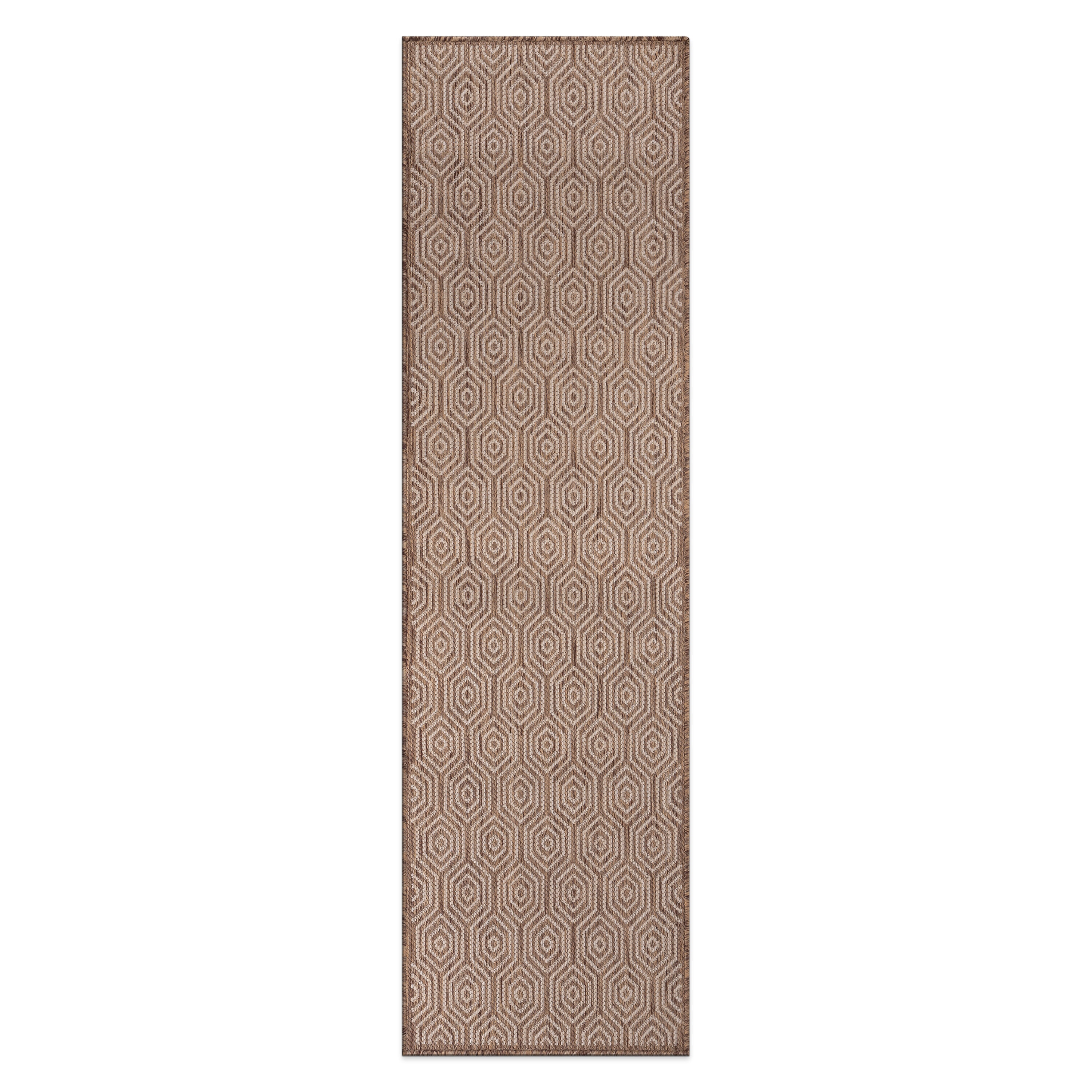 World Rug Gallery 120BROWN2X7 Summer 2 x 7 (ft) Loomed Polypropylene Brown Rectangular Indoor/Outdoor Geometric Global Area rug