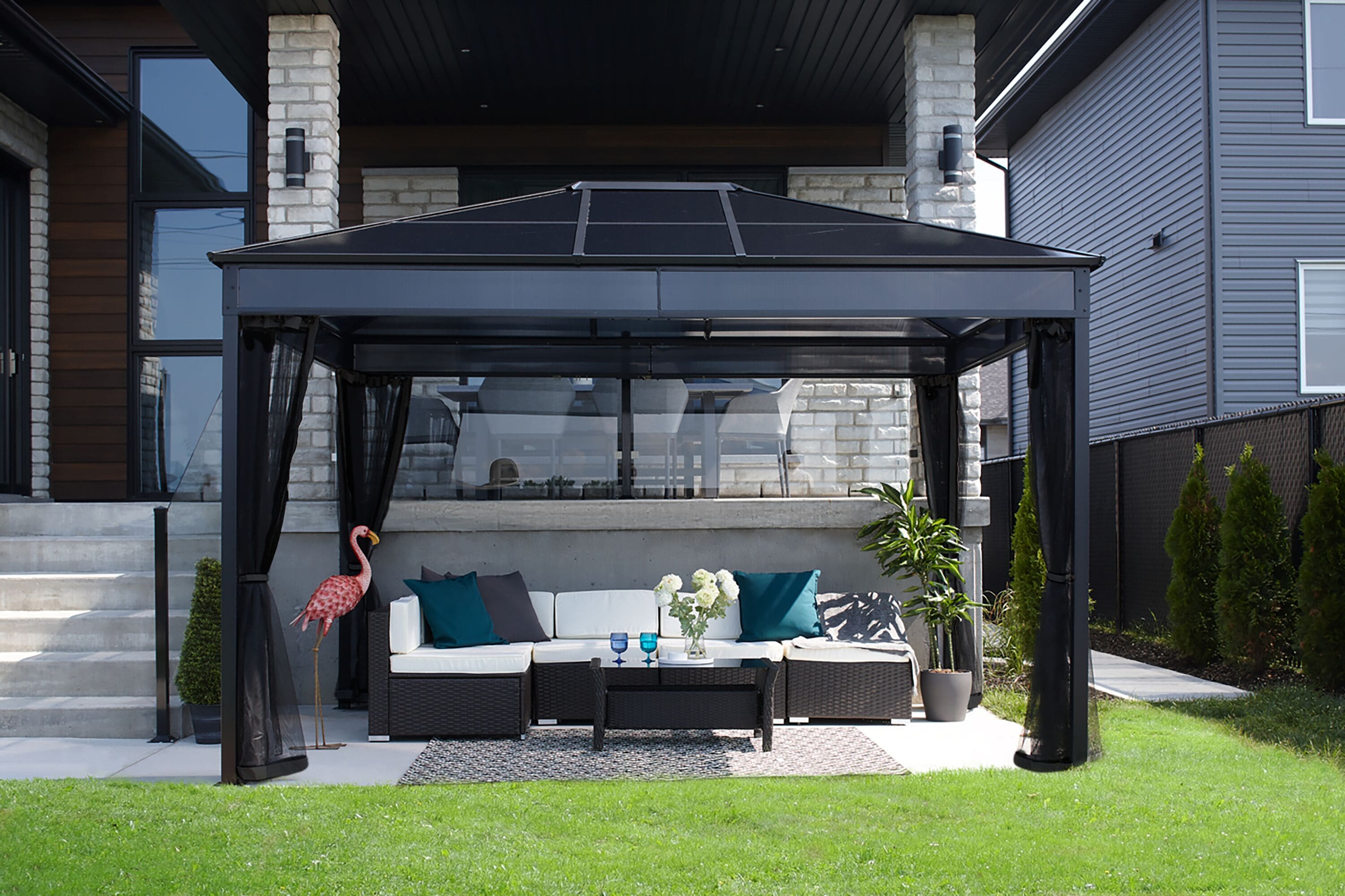 Sojag 10-ft X 12-ft Diani Rectangle Black Metal Polycarbonate Roof ...