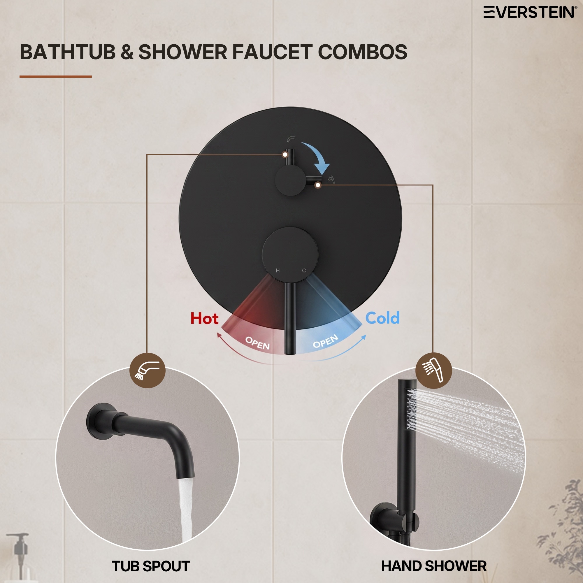 EVERSTEIN SFS-1137-BK Roman-Tub-Faucets - View #4