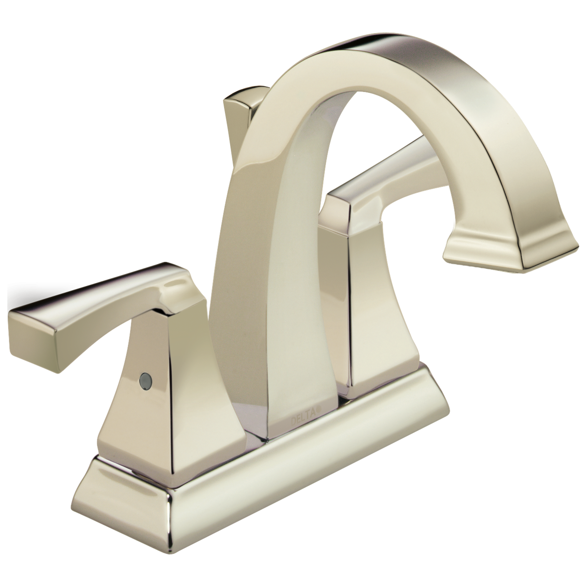 Delta 2551-PNMPU-DST Dryden Polished Nickel 4-in centerset 2-handle WaterSense Mid-arc Residential Handle Bathroom Sink Faucet with Drain