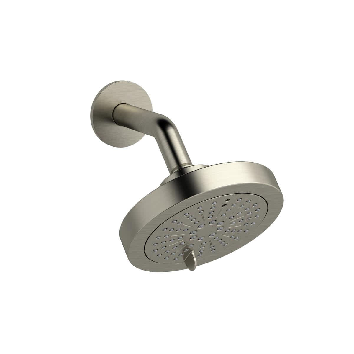 Riobel 366BN 5.5 inch 6-Function 2 GPM Round Wall Mount Shower Head with Shower Arm Included in Brushed Nickel