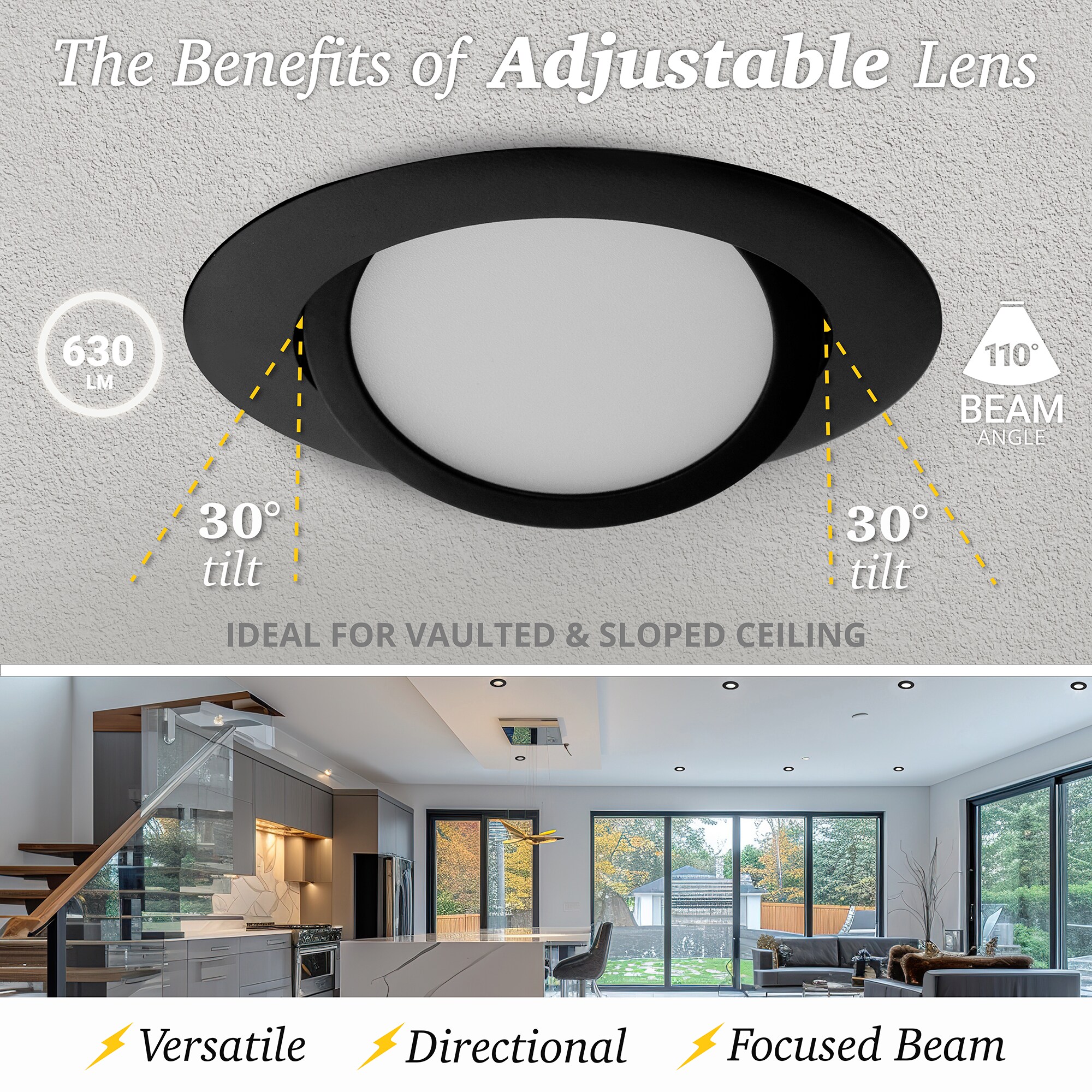 NuWatt Energy Star 4-in Black Aluminum LED Recessed Light, 630 Lumens