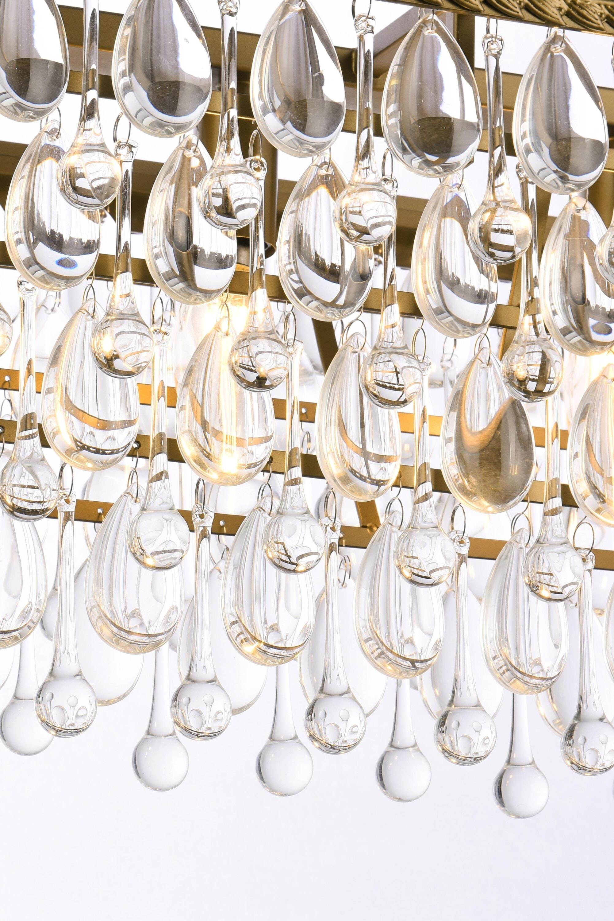 Nordic Brass and Crystal 6-Light Rectangular Pendant