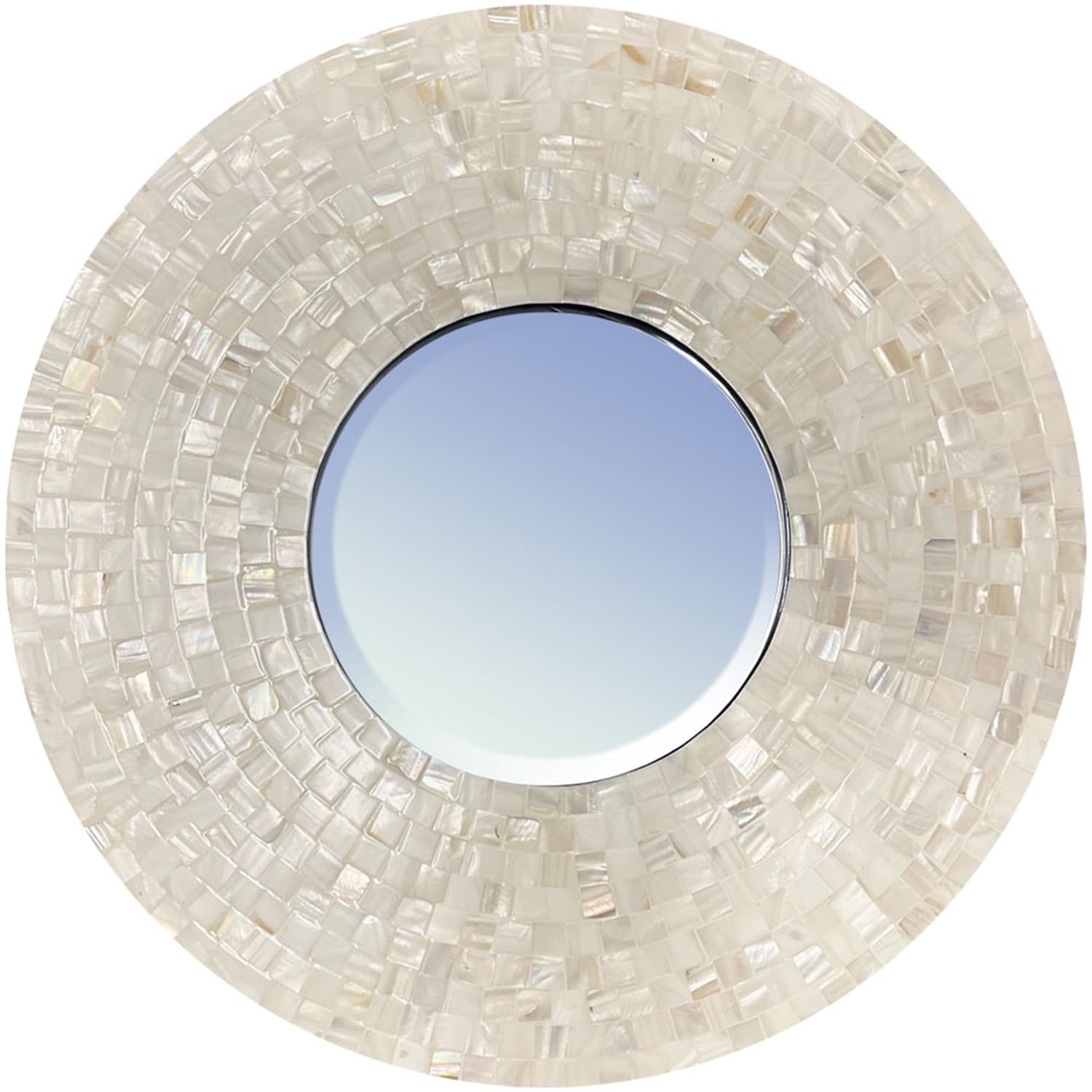 La Pastiche ORMMOP5452S18 18-Inches W x 27.0-Inches H Round Mother of Pearl Beveled Wall Mirror