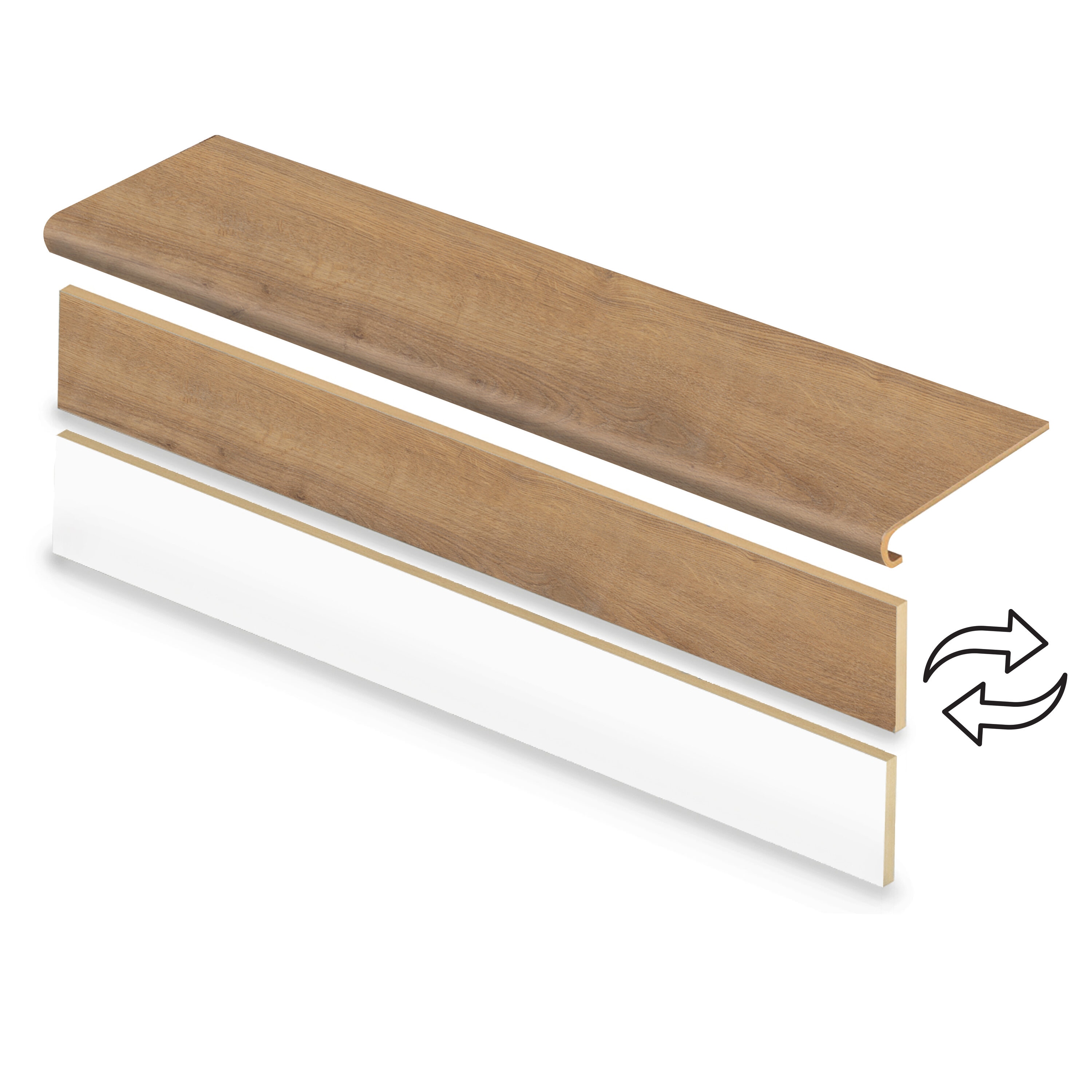 Zamma Cap A Tread Stair Renewal System 47-in x 12.125-in x 1.6875-in Storehouse Oak Type 1 Kit with Reversible Riser Vinyl Bullnose Stair Tread #20C078045
