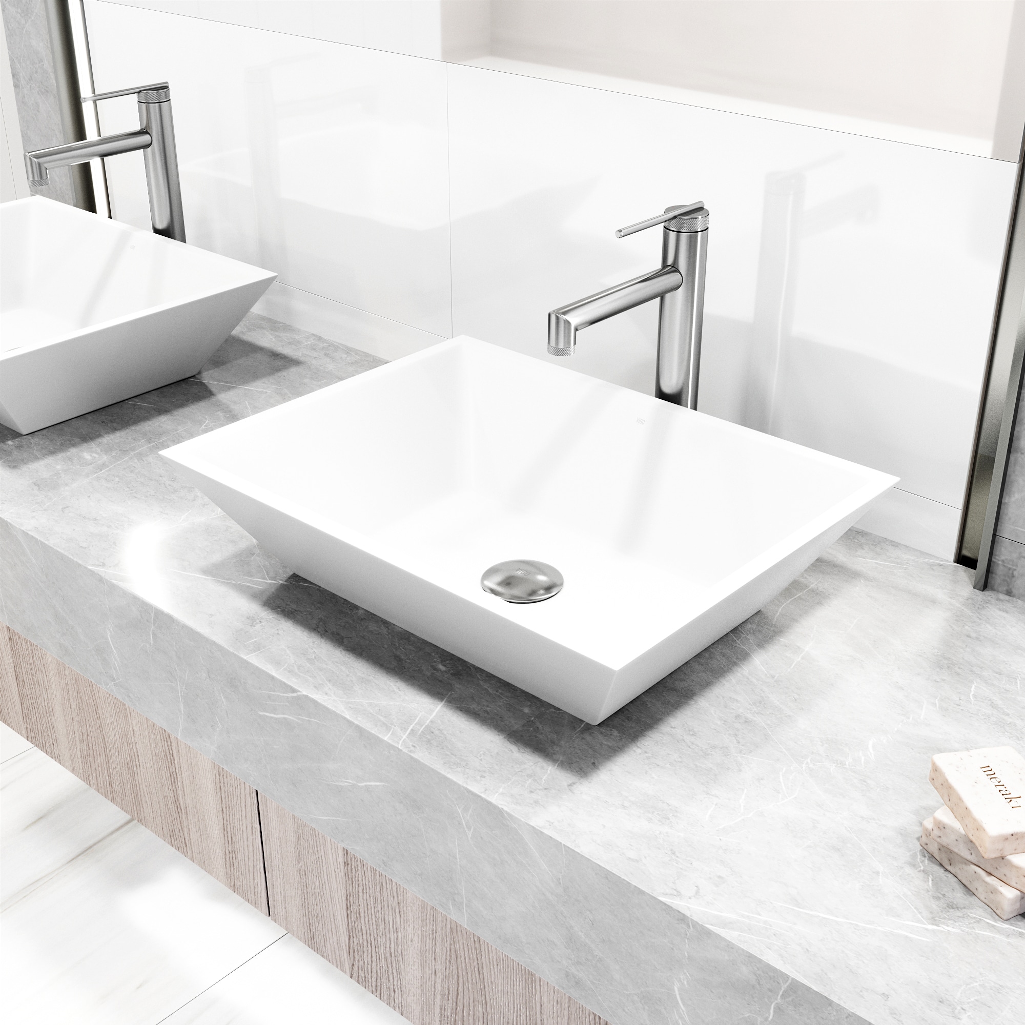 Sterling Vessel Bathroom Faucet with Diamond Knurling in Brushed Nickel