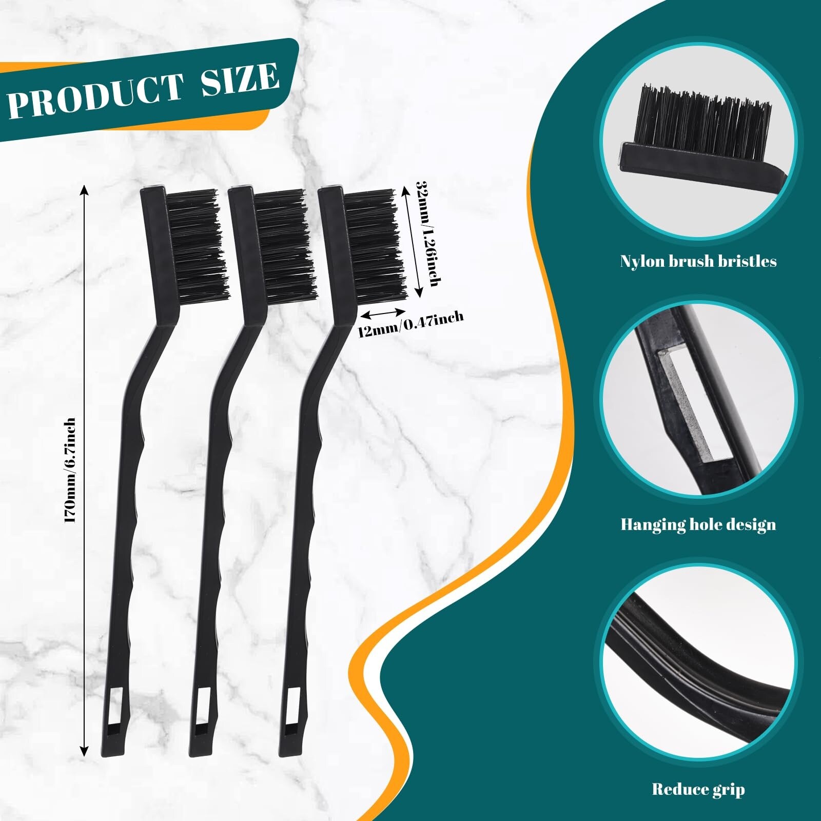 Vrbgify 15 pcs Mini Nylon Brush Set with Curved Handle for Cleaning ...