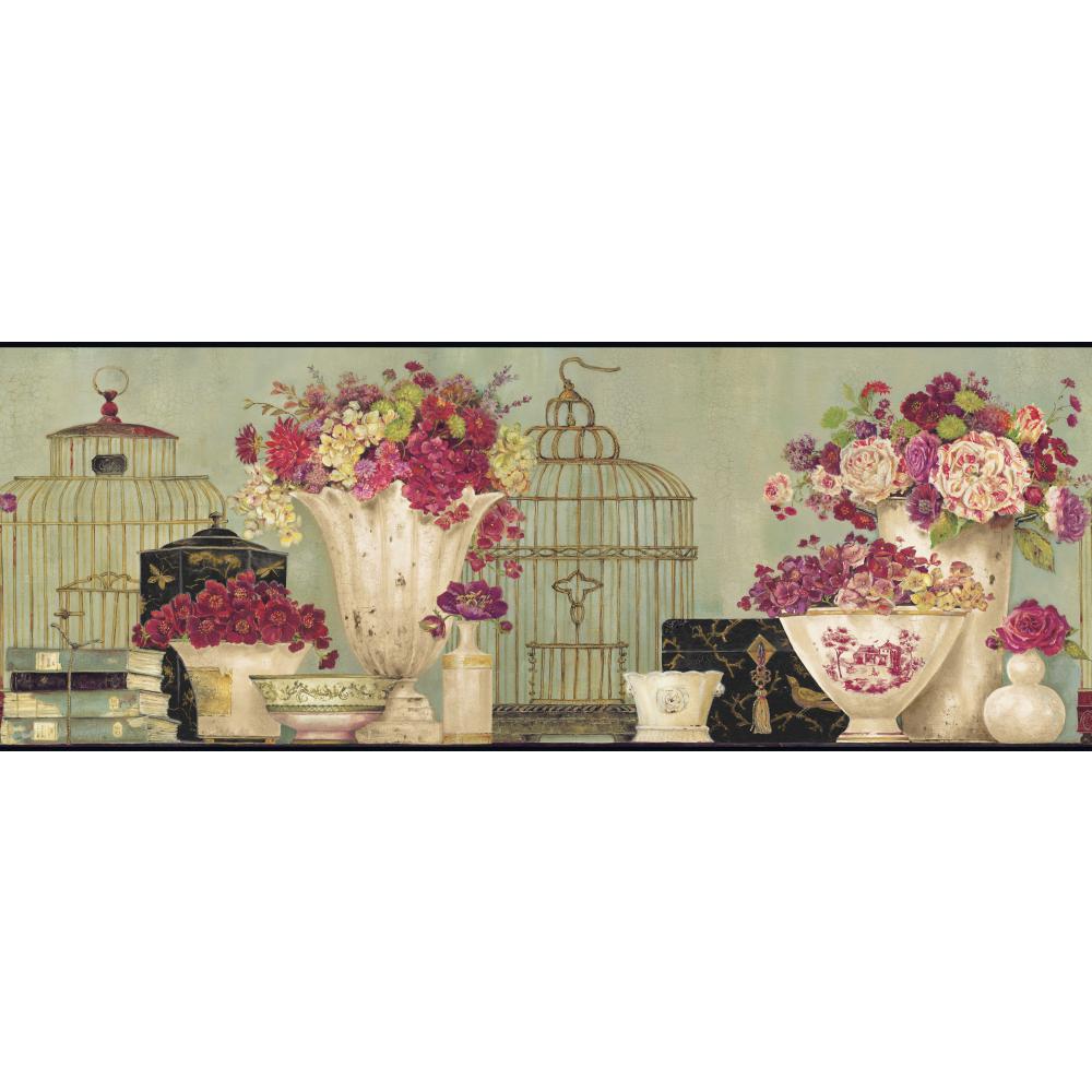 York Wallcoverings CC4466BD 9-in Pink/Green Prepasted Wallpaper Border