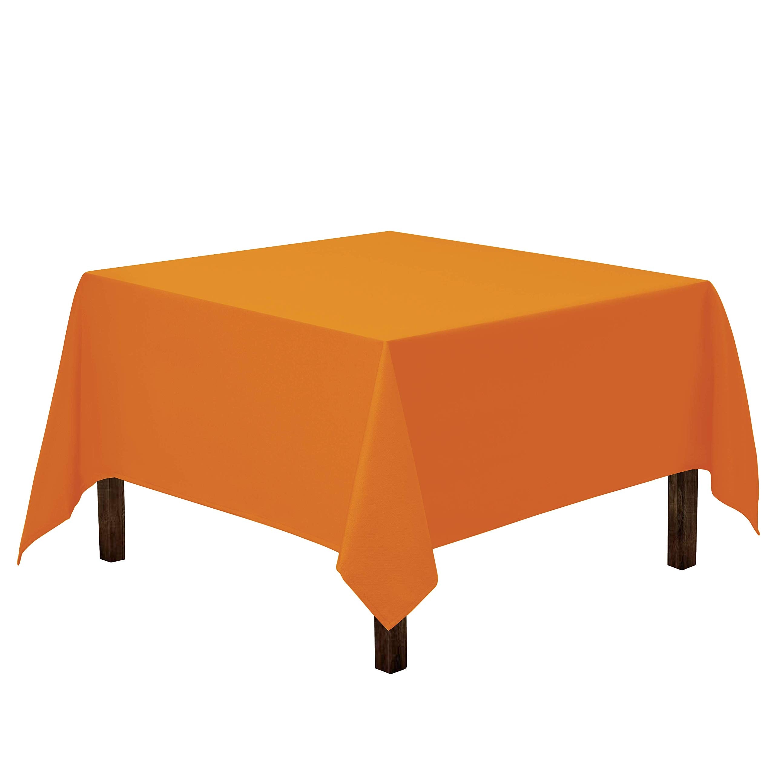 Gee Di Moda  Square Tablecloth - 85 x 85 Inch Orange Square Table Cloth - Heavy Duty Washable Fabric - for Buffet Table Holiday Party Dinner Wedding and Baby Shower