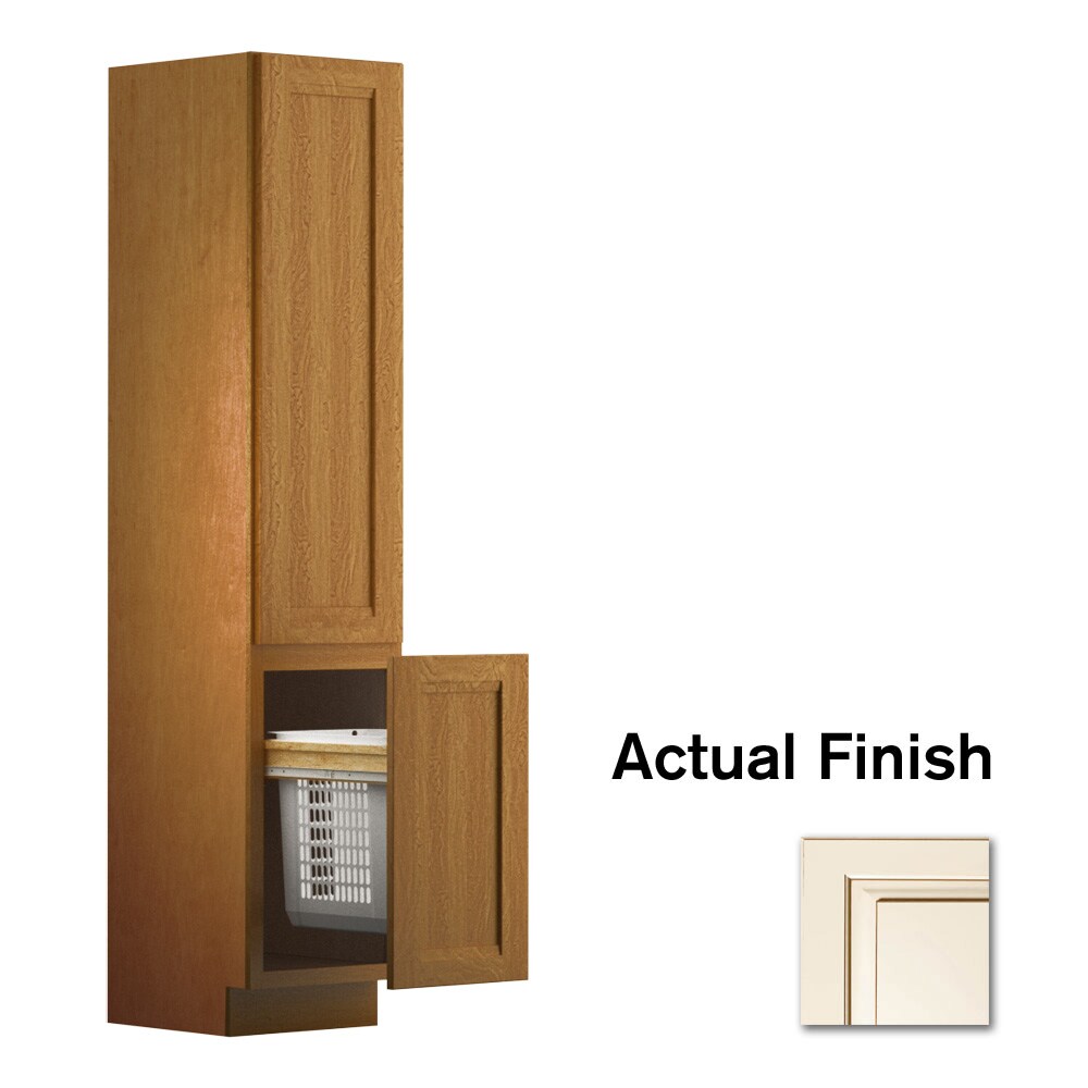 KraftMaid VHLCT182188L.SM6B56 18-in x 88.5-in x 21-in Canvas with Cocoa Glaze Wood Freestanding Linen Cabinet
