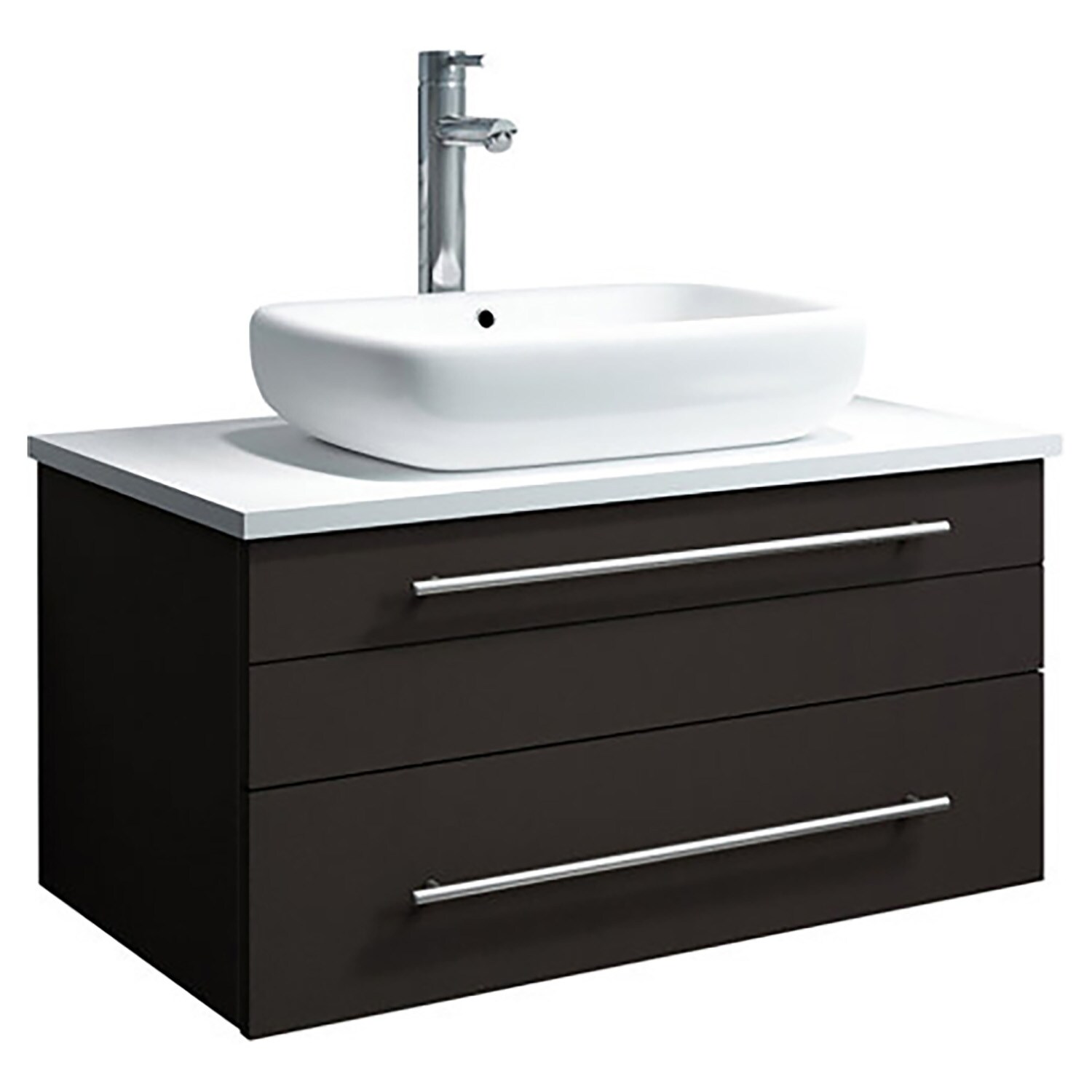 Lucera 30'' Espresso Solid Wood Wall-Mount Vanity with Quartz Top