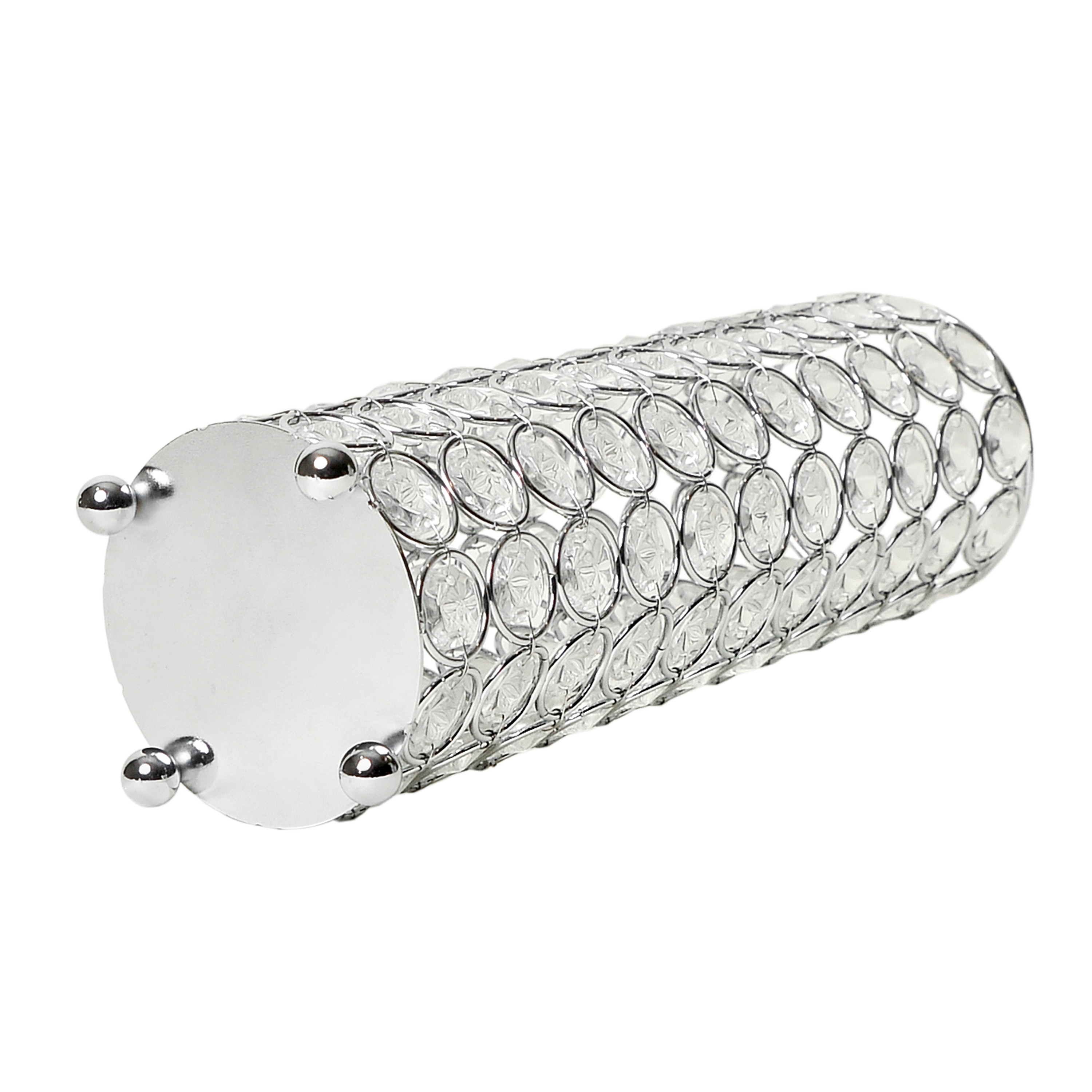 Elipse 11" Chrome and Crystal Decorative Vase/Candle Holder