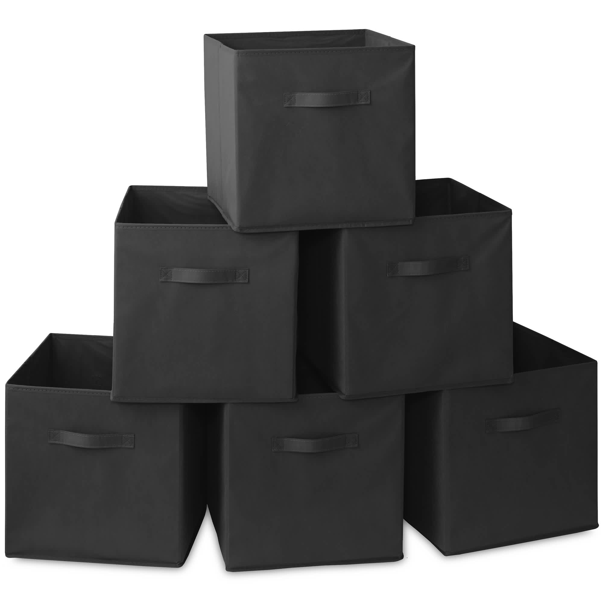 Casafield HOM-STO-13CC-BLK (Set of 6) Collapsible Fabric Cubes - 13-in Storage Bins - Black
