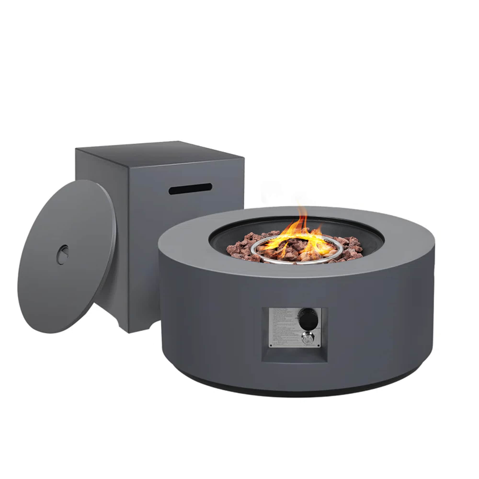 Patio Watcher 28T-YX-DGRAY-T 28-Inches W Dark Gray Iron Round Liquid propane Fire pit table