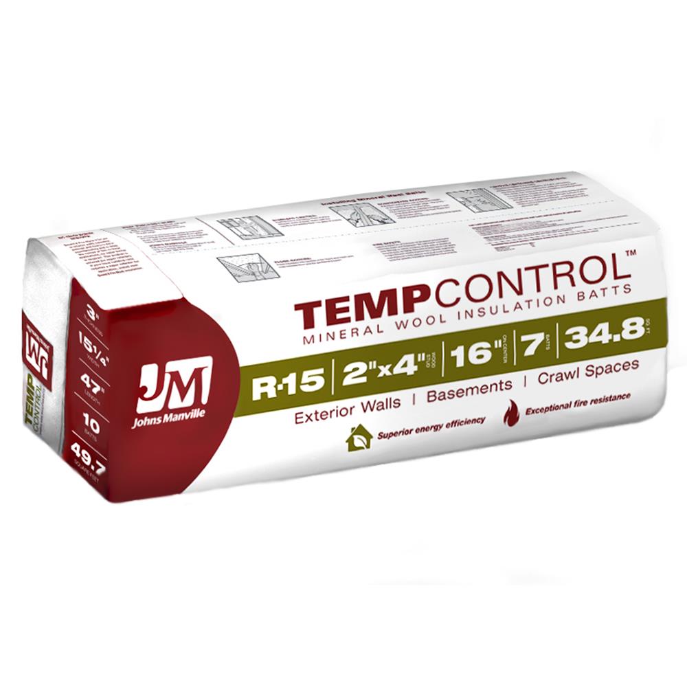 Johns Manville SS315MS TempControl R-15 Attic and Wall 34.8-sq ft Unfaced Mineral Wool Batt Insulation (15.25-in W x 47-in L)
