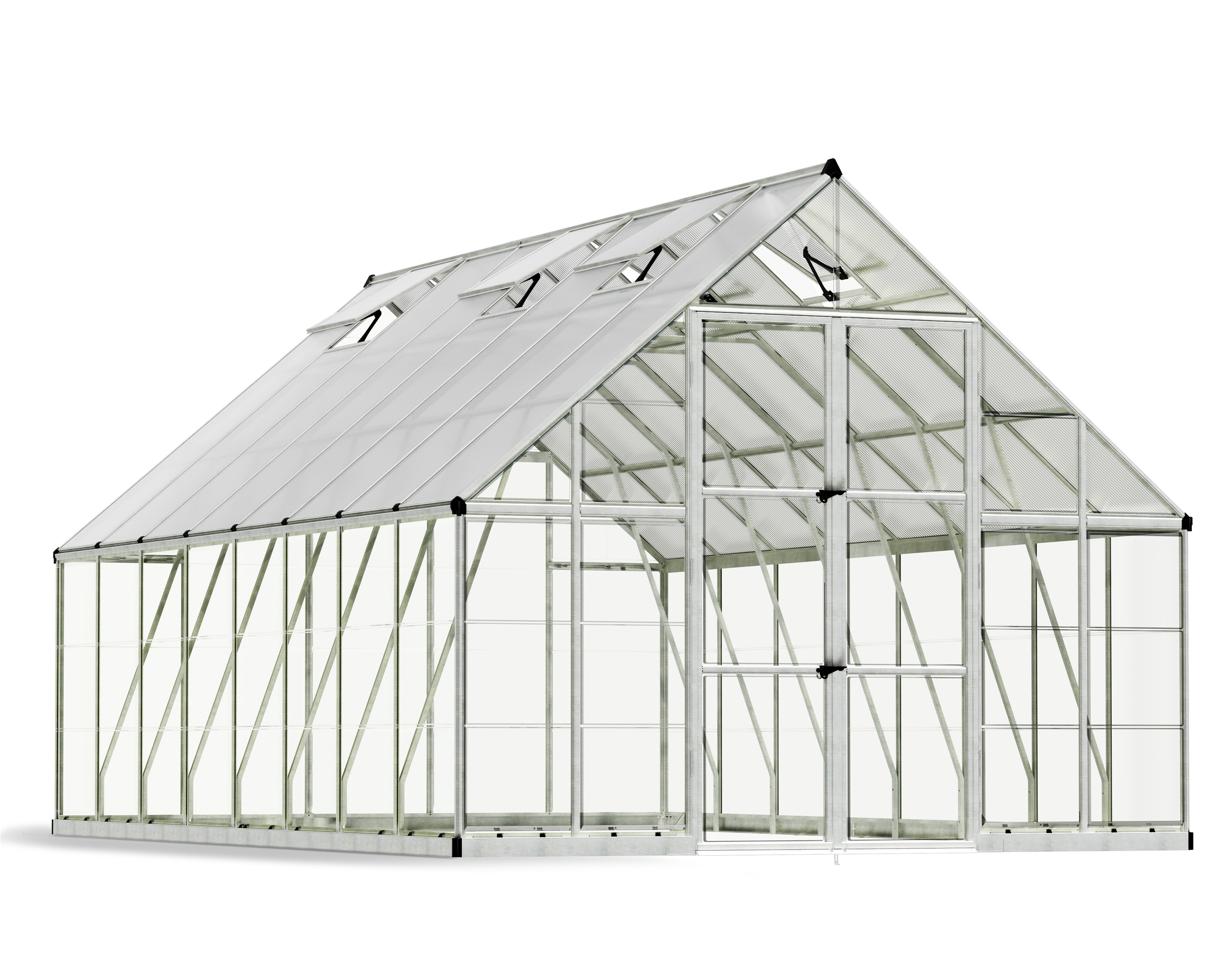 Canopia by Palram 707011 Balance 16-ft L x 10-ft W x 8.4-ft H Silver Frame/Clear Panels Greenhouse Kit