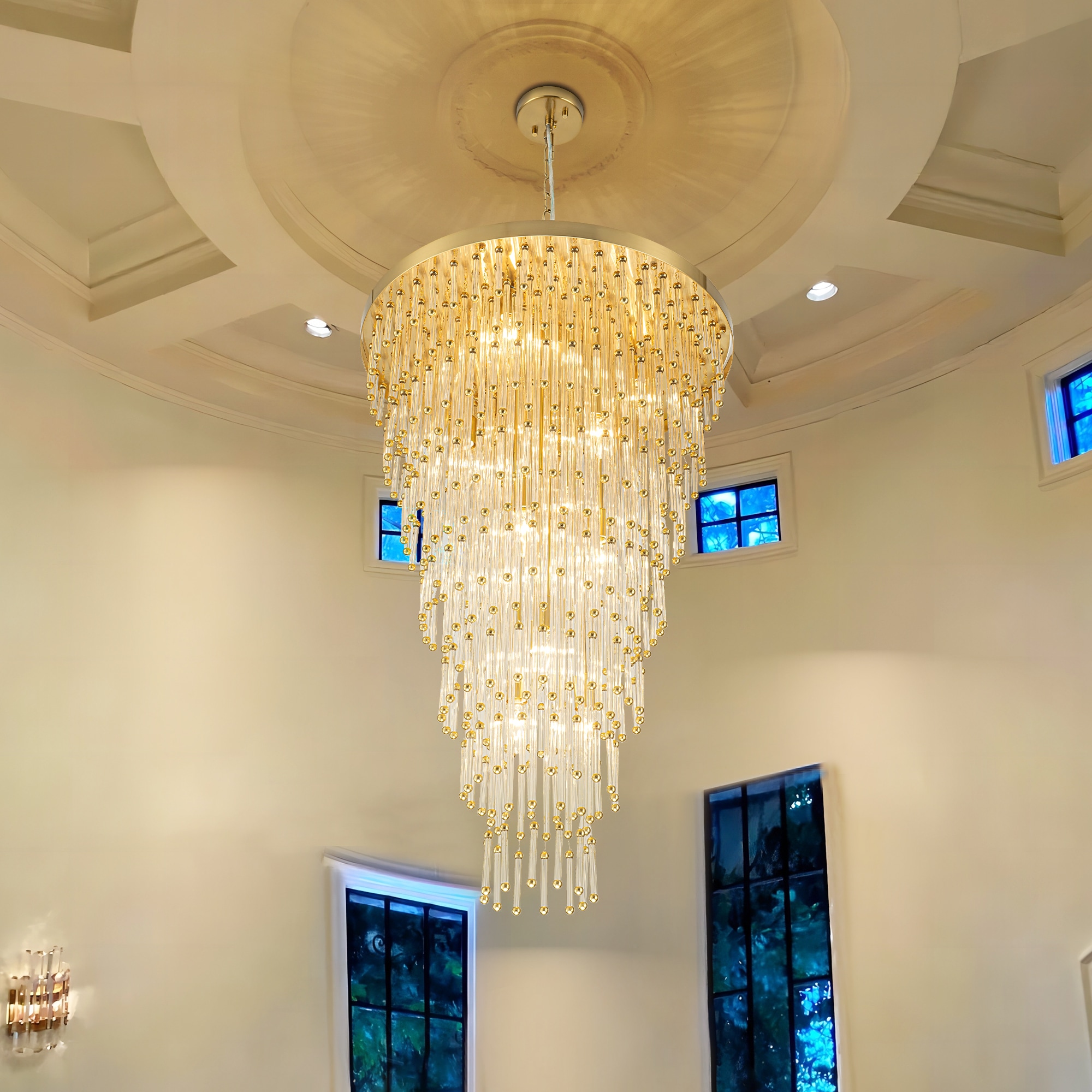 Rennnsan CL810160778 Zion 13 -Light Brushed Gold Glam For Use in Bedrooms, Dining Rooms, Foyers, Kitchens, Living Rooms Chandelier