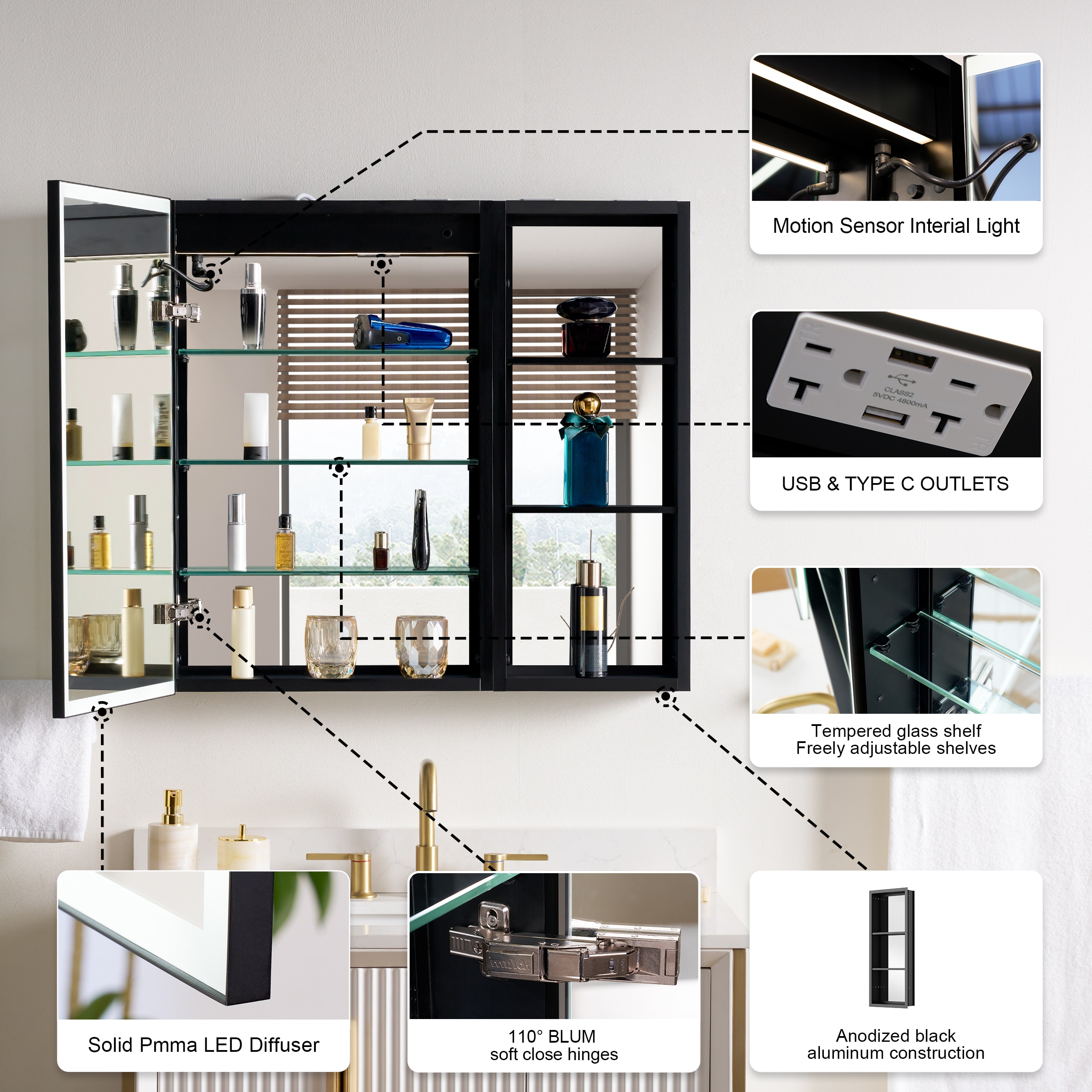 WELLFOR W12MCL2030L-MC Bathroom-Medicine-Cabinets - View #11