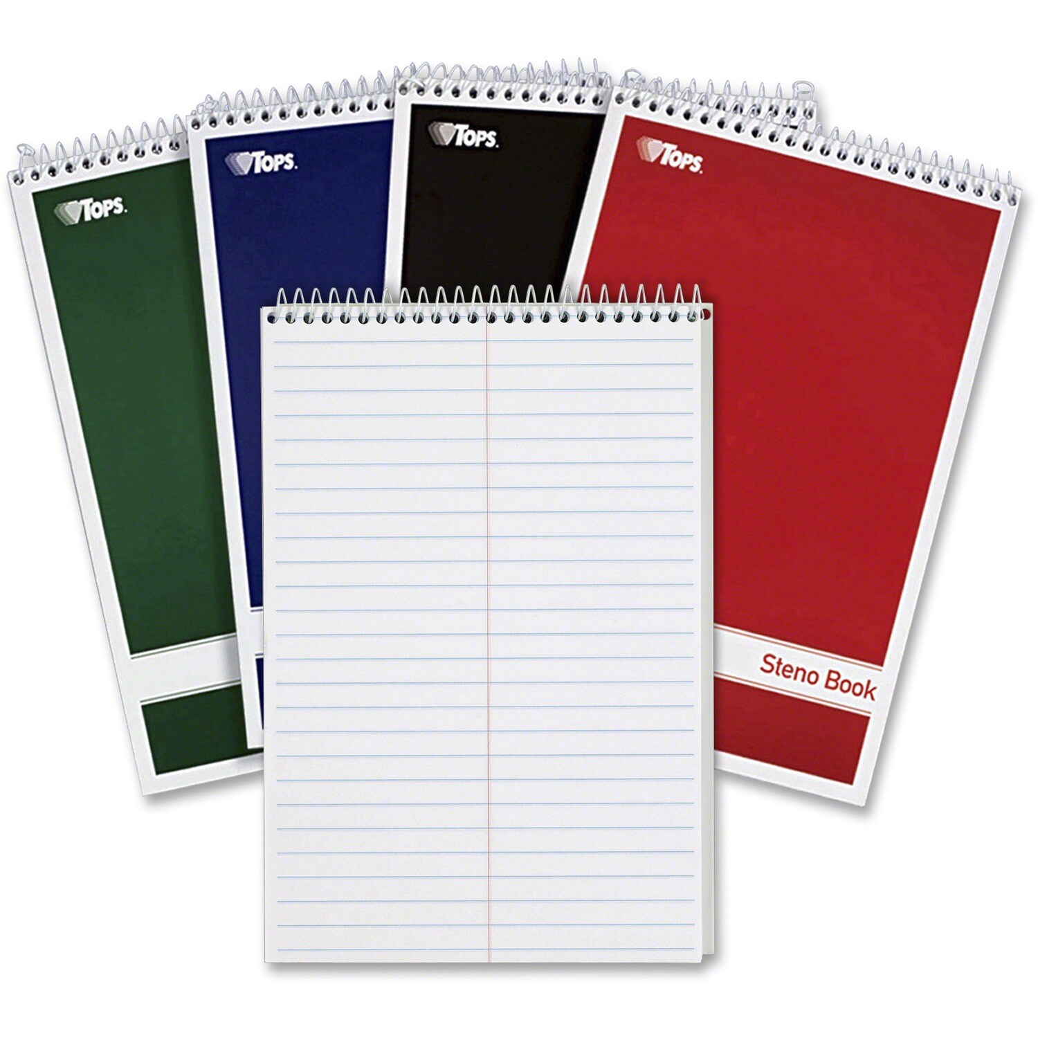 Tops SPRTOP80220 REMOVE -  Steno Pad Gregg Rule Assorted Cover Colors 80 White 6 x 9 Sheets 4 Pack