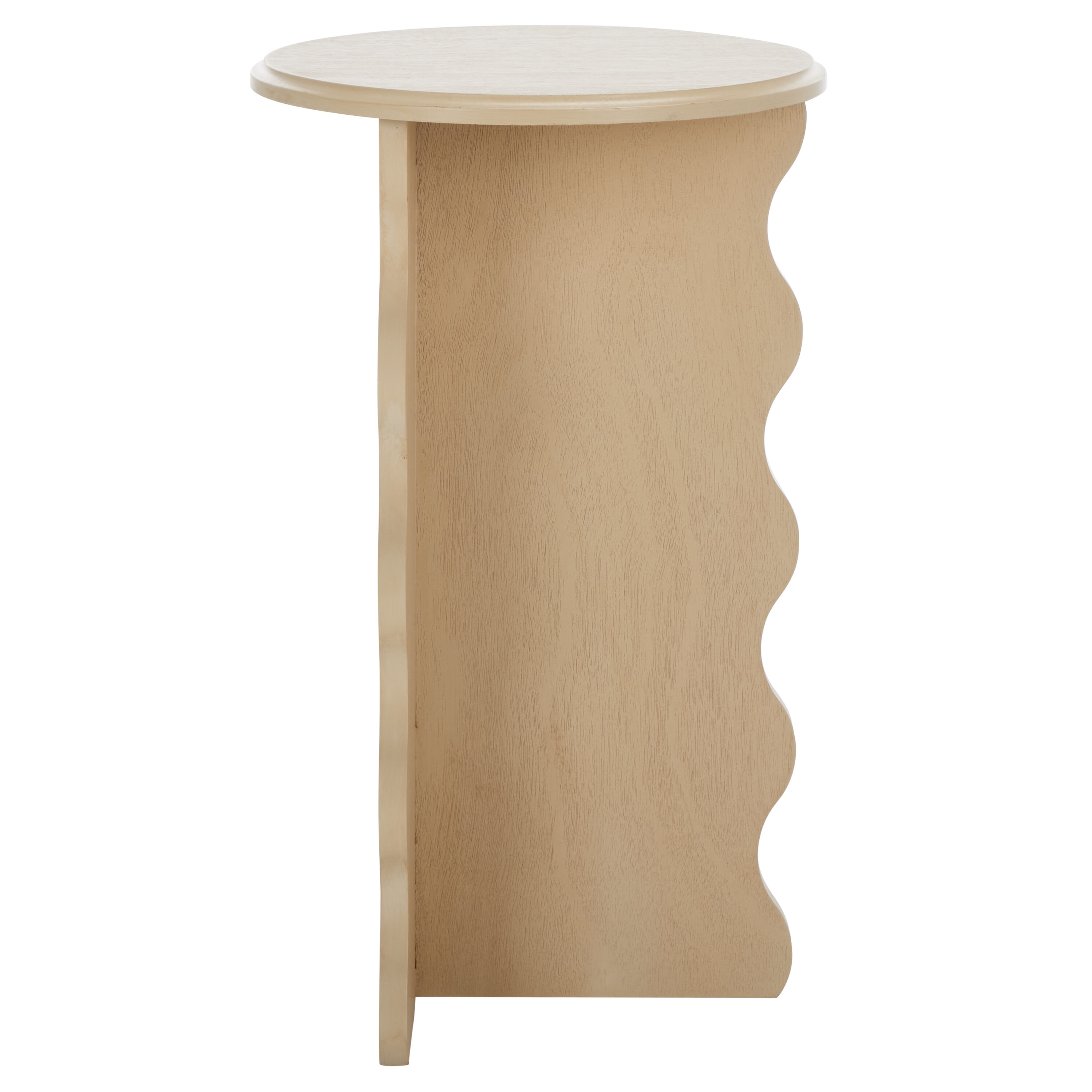 Natural Wood Round Wavy Accent Table, 15" x 22"