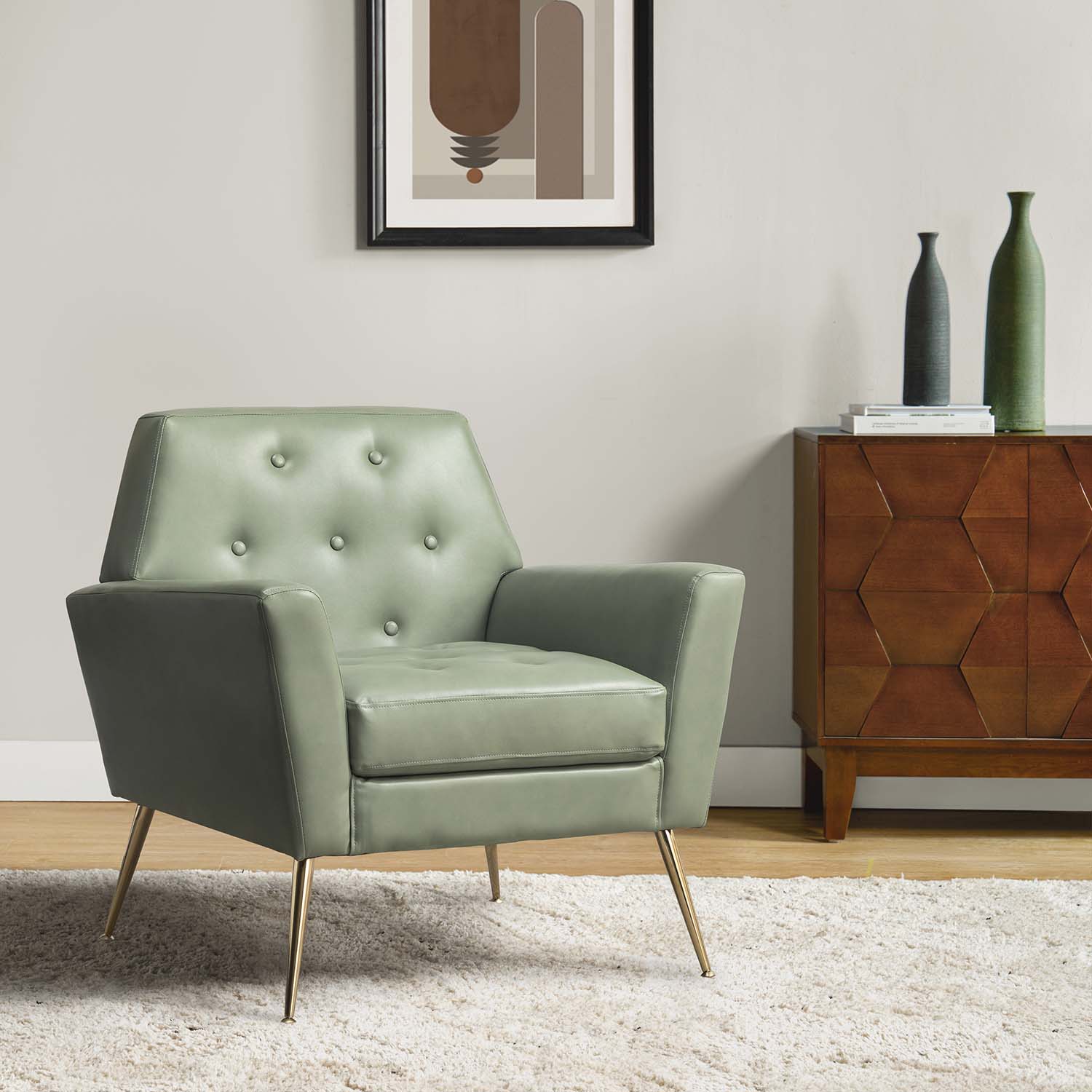 14 Karat Home CHWH0470-SAGE Modern SAGE Accent Chair