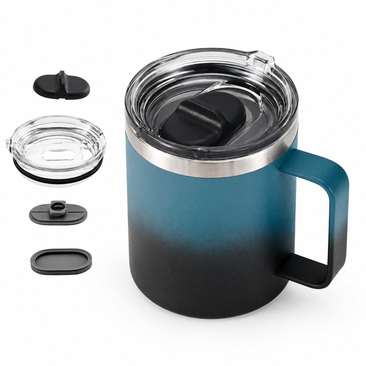 Aoibox  12 oz Stainless Steel Insulated Coffee Mug with Handle Leak Proof Slider Lid and Detachable Top
