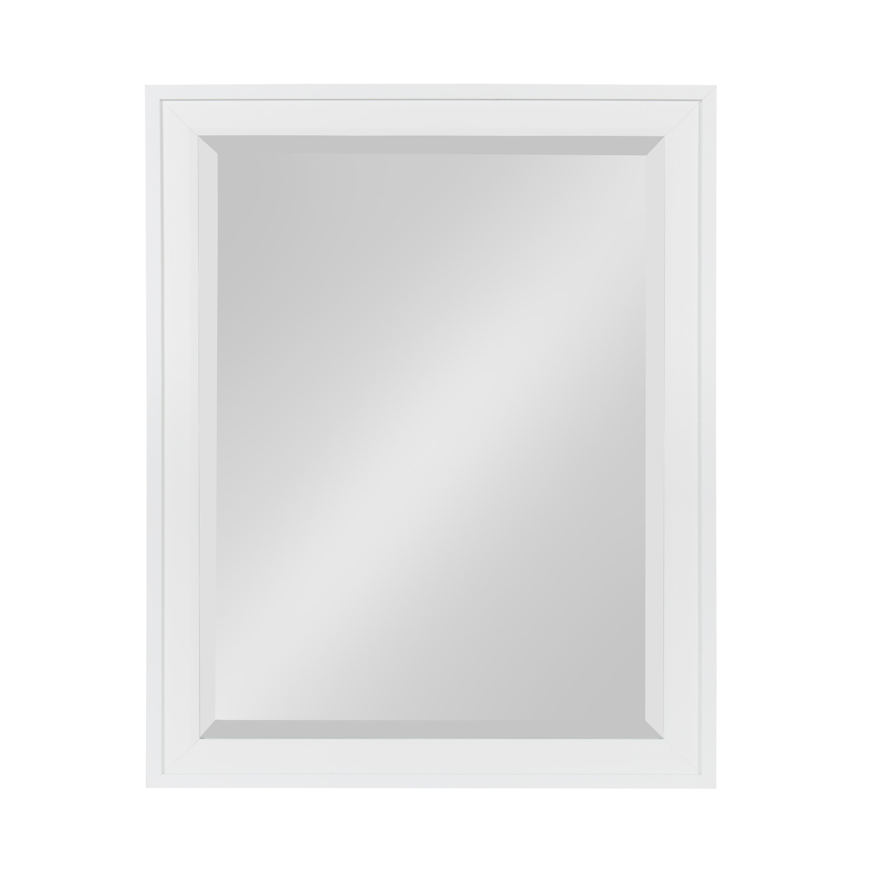 DesignOvation 212962 Bosc 21.5-in W x 27.5-in H Rectangle White Beveled Wall Mirror
