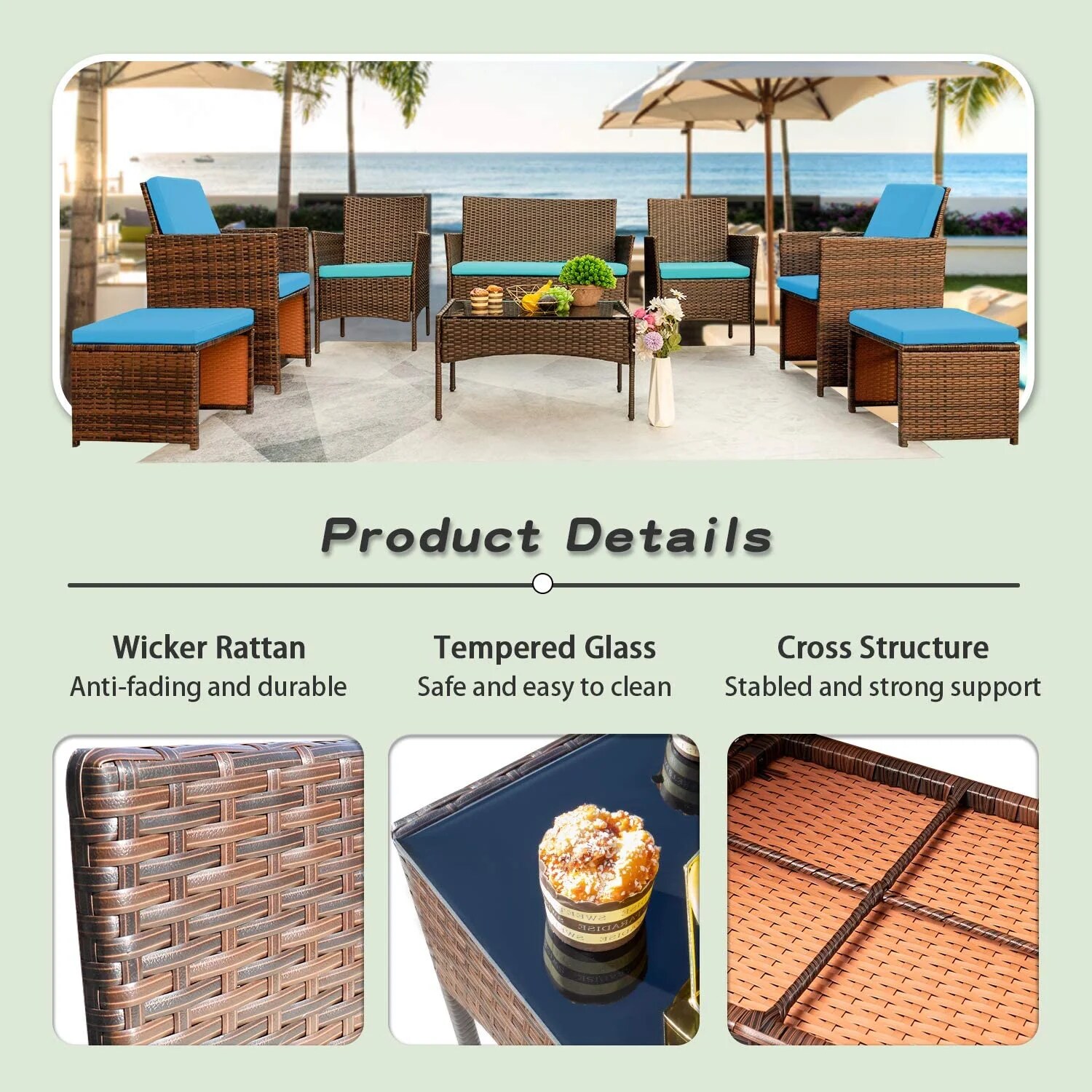 Vineego LS-LCRF2C2F-BU834M38 Patio-Conversation-Sets - View #5