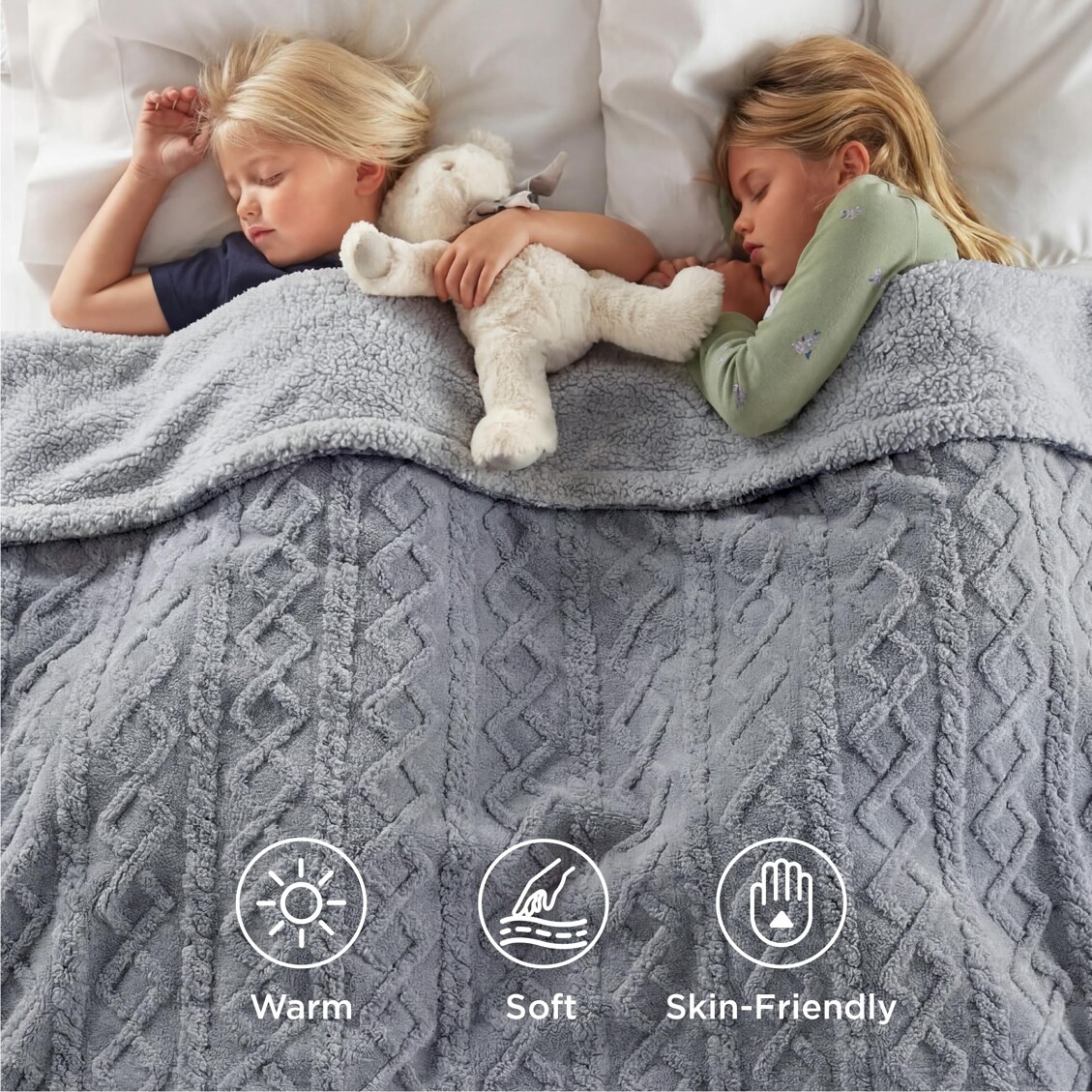 Bedsure Throw Blanket 50x60inch White Sherpa Fleece Fluffy Thick Cozy Warm Christmas Winter