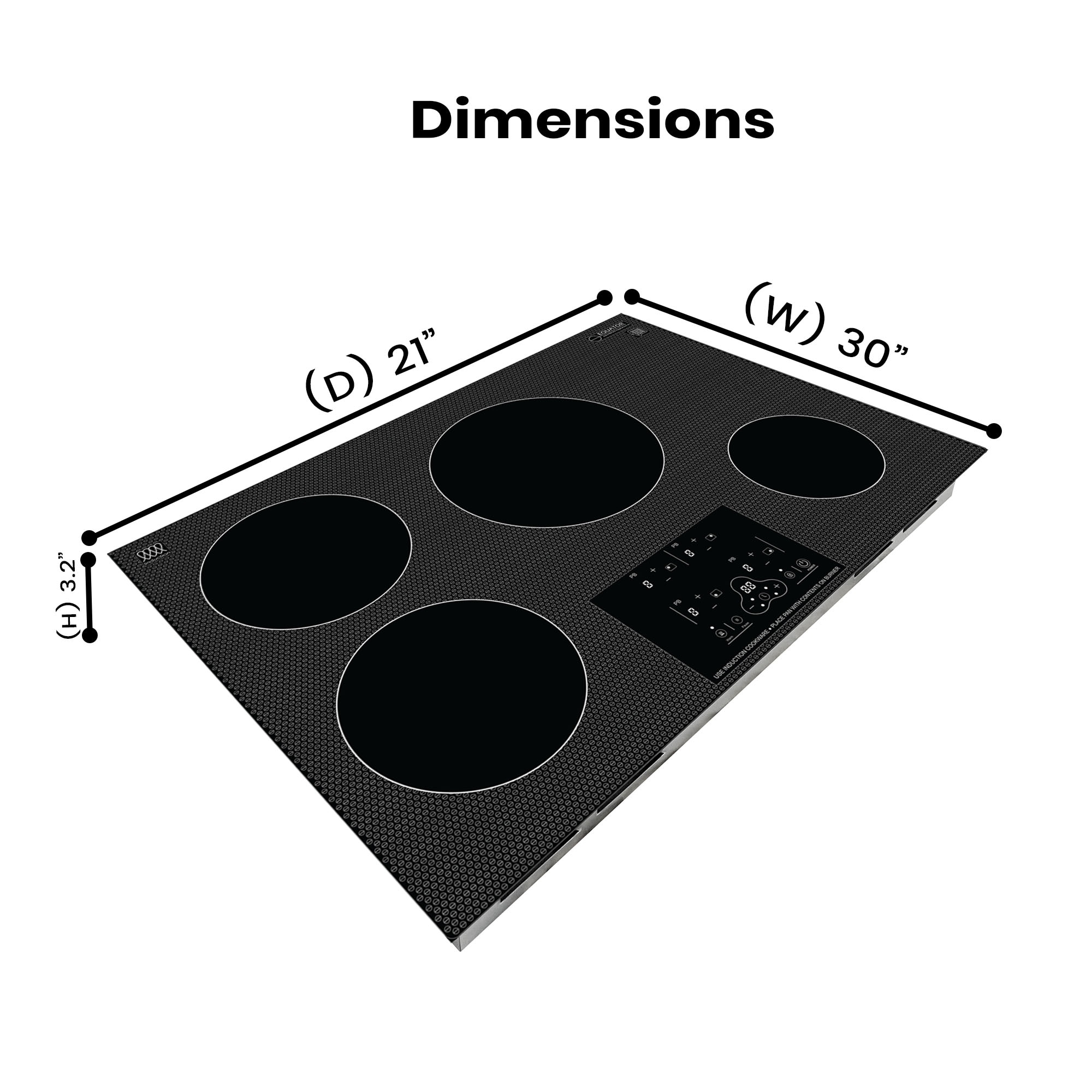 Equator 30" Black Ceramic 4 Burner Induction Cooktop