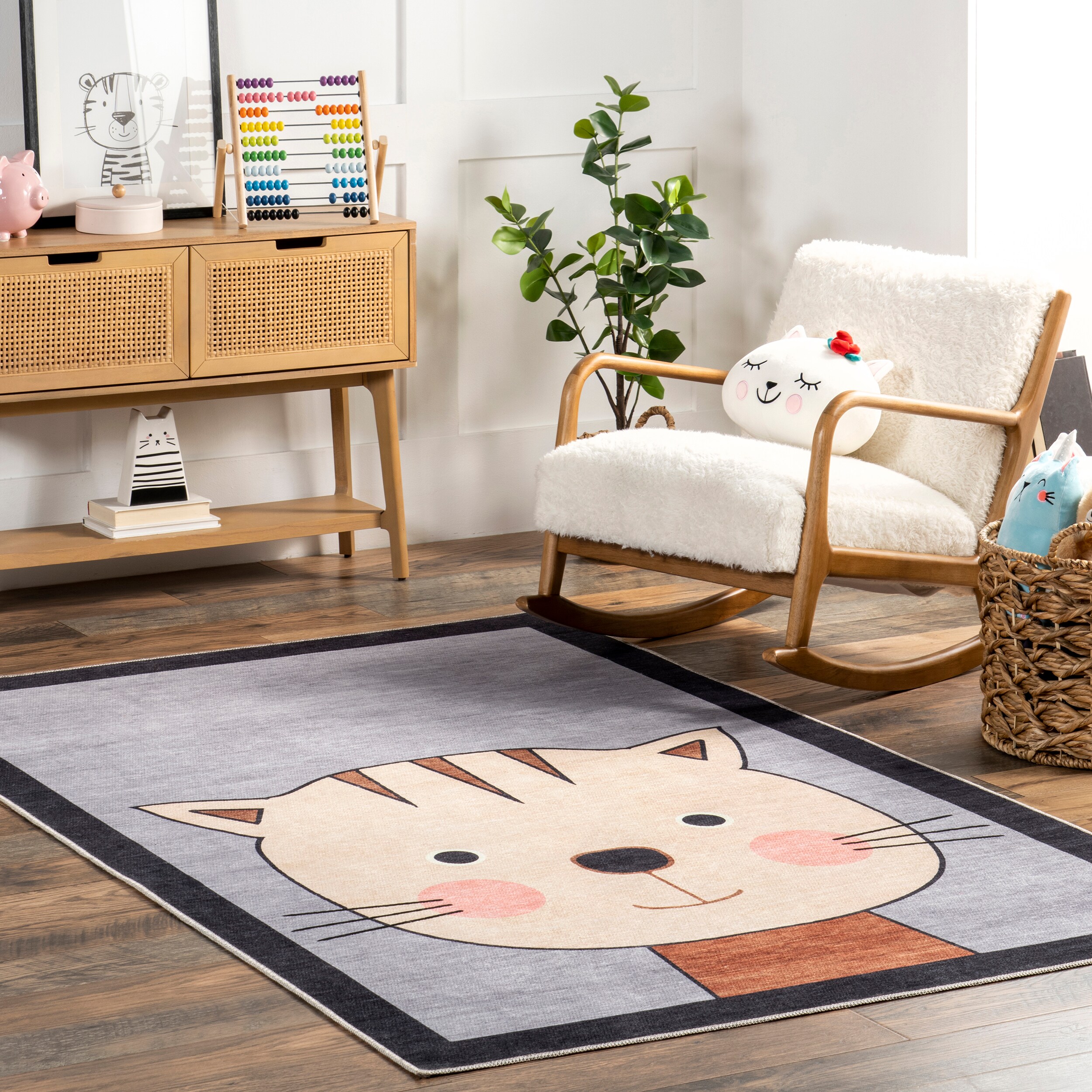 nuLOOM 200KFFX10A-305 Samantha SpinClean Kitten Kids Machine Washable 3ft. x 5ft. Navy Area Rug