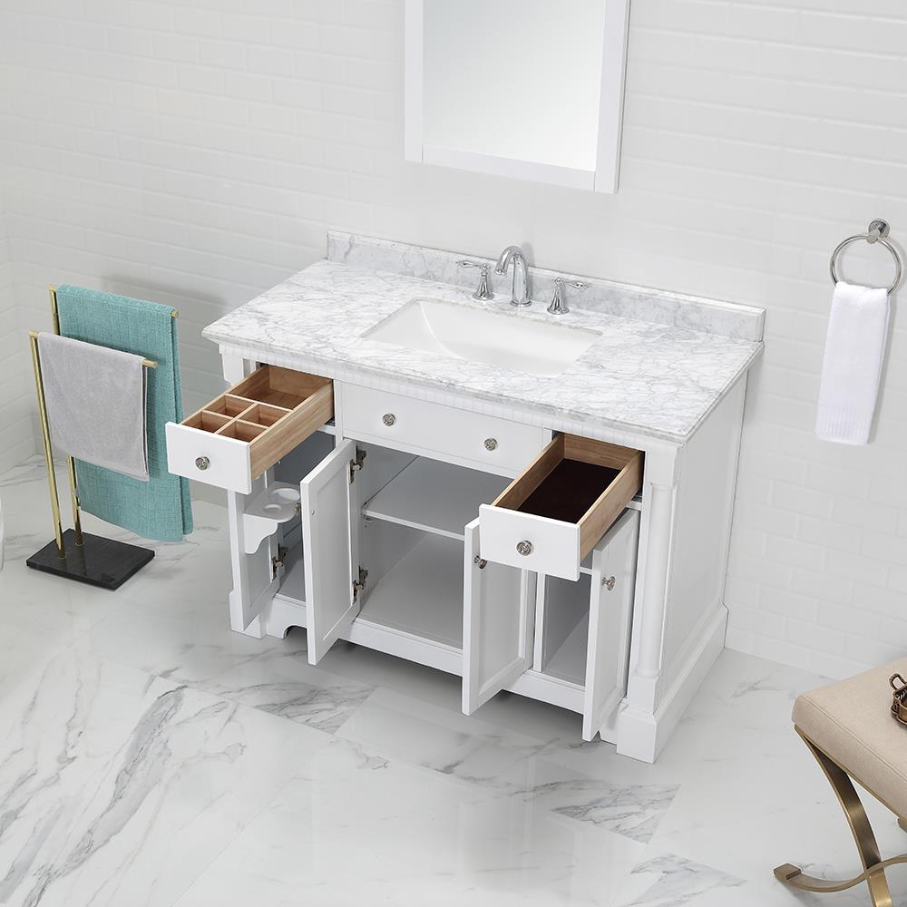 OVE Decors Claudia 48-in White Undermount Single Sink Bathroom Vanity ...