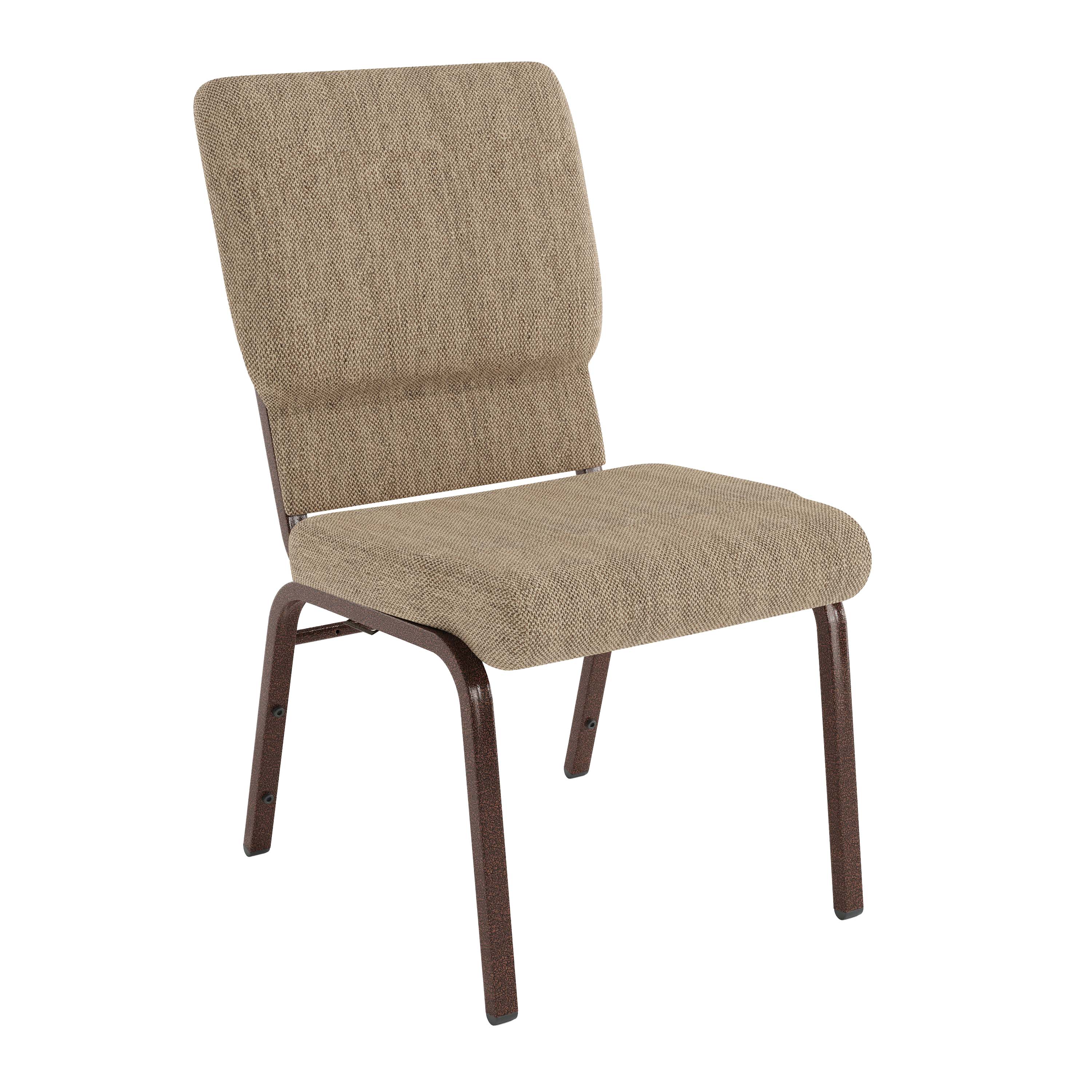 Emma + Oliver - 4 Pack 18.5-in W Stacking Church Chair in Beige Fabric - Copper Vein Frame