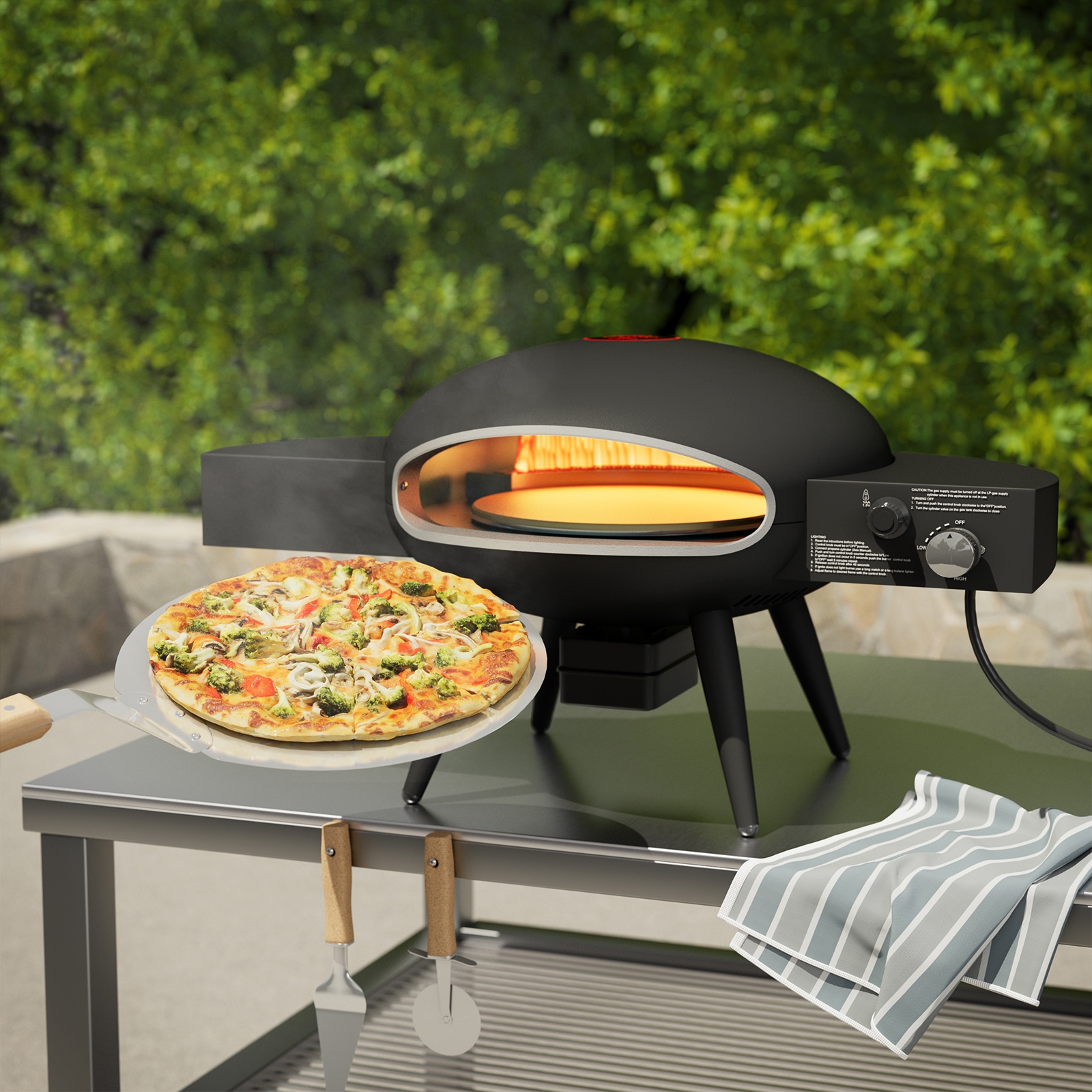 UDPATIO Outdoor Pizza Oveb Hearth Wood-fired Outdoor Pizza Oven in
