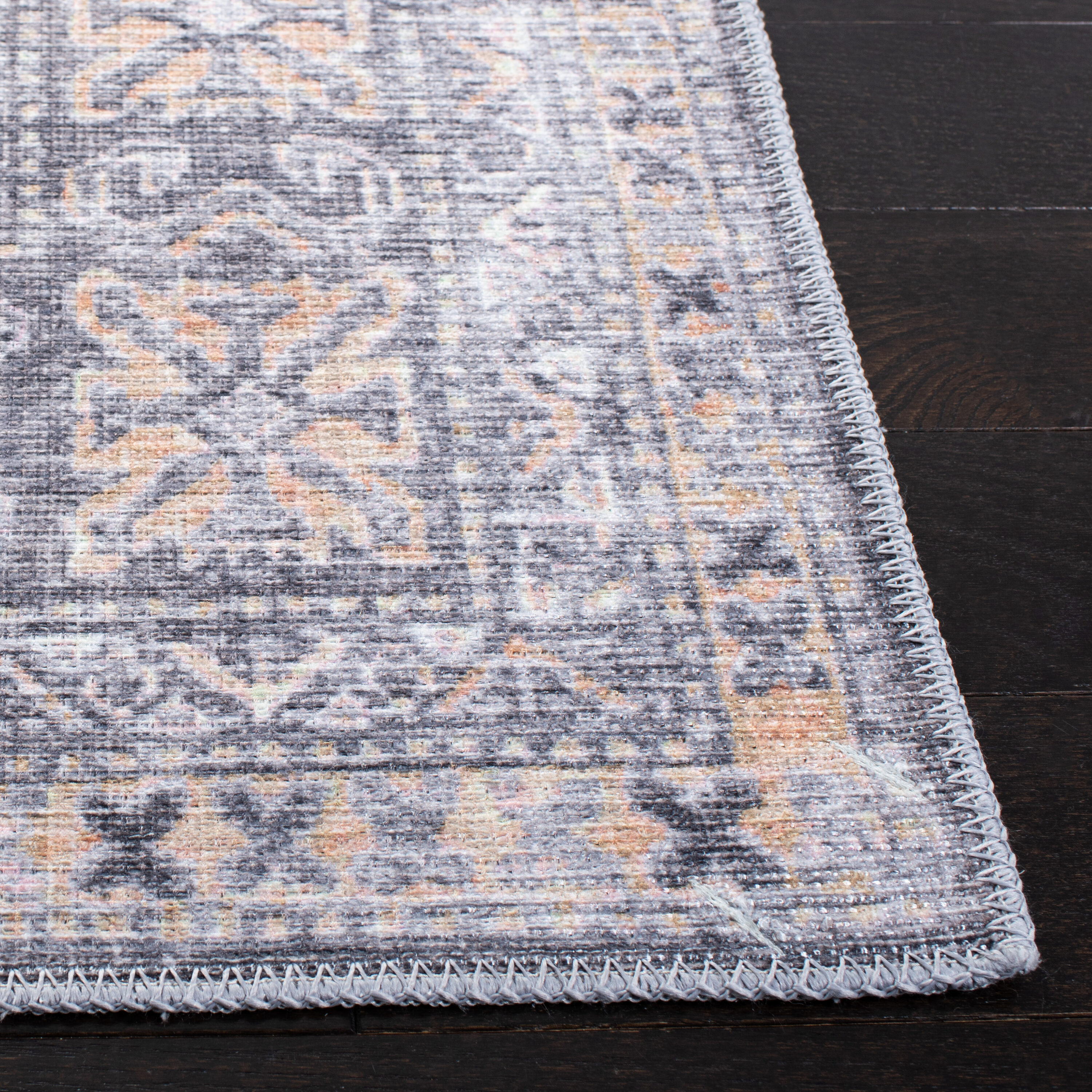 Serapi Gray and Beige Washable Rectangular Area Rug