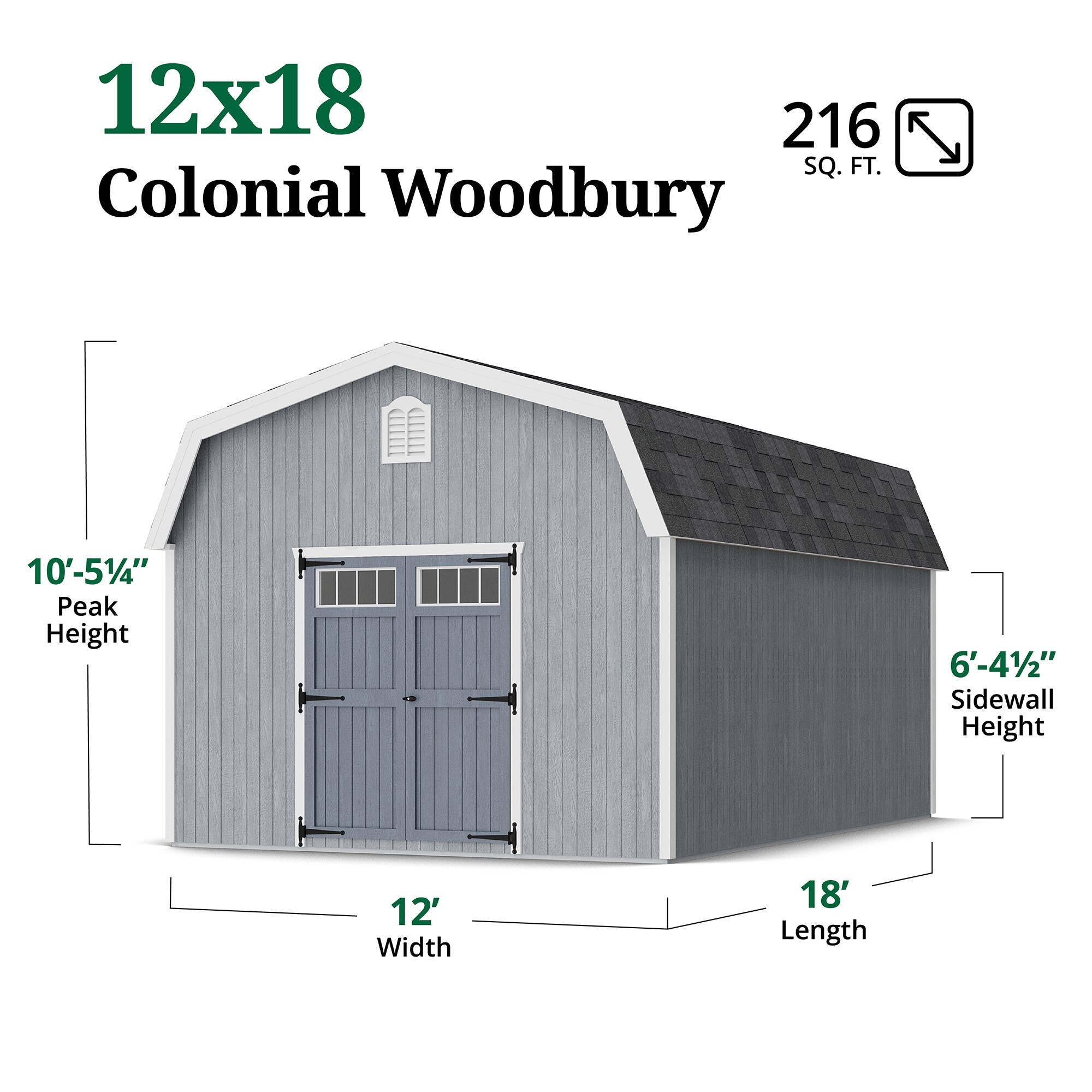 Little Cottage Co 12X18 WBCGS-PC Wood-Storage-Buildings - View #3