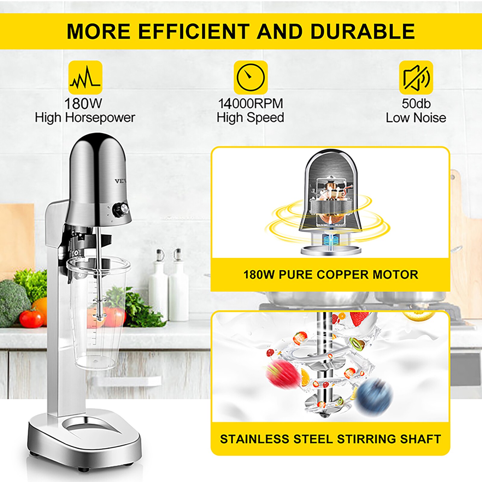 180W Commercial Electric Milkshake Maker Drink Mixer Machine