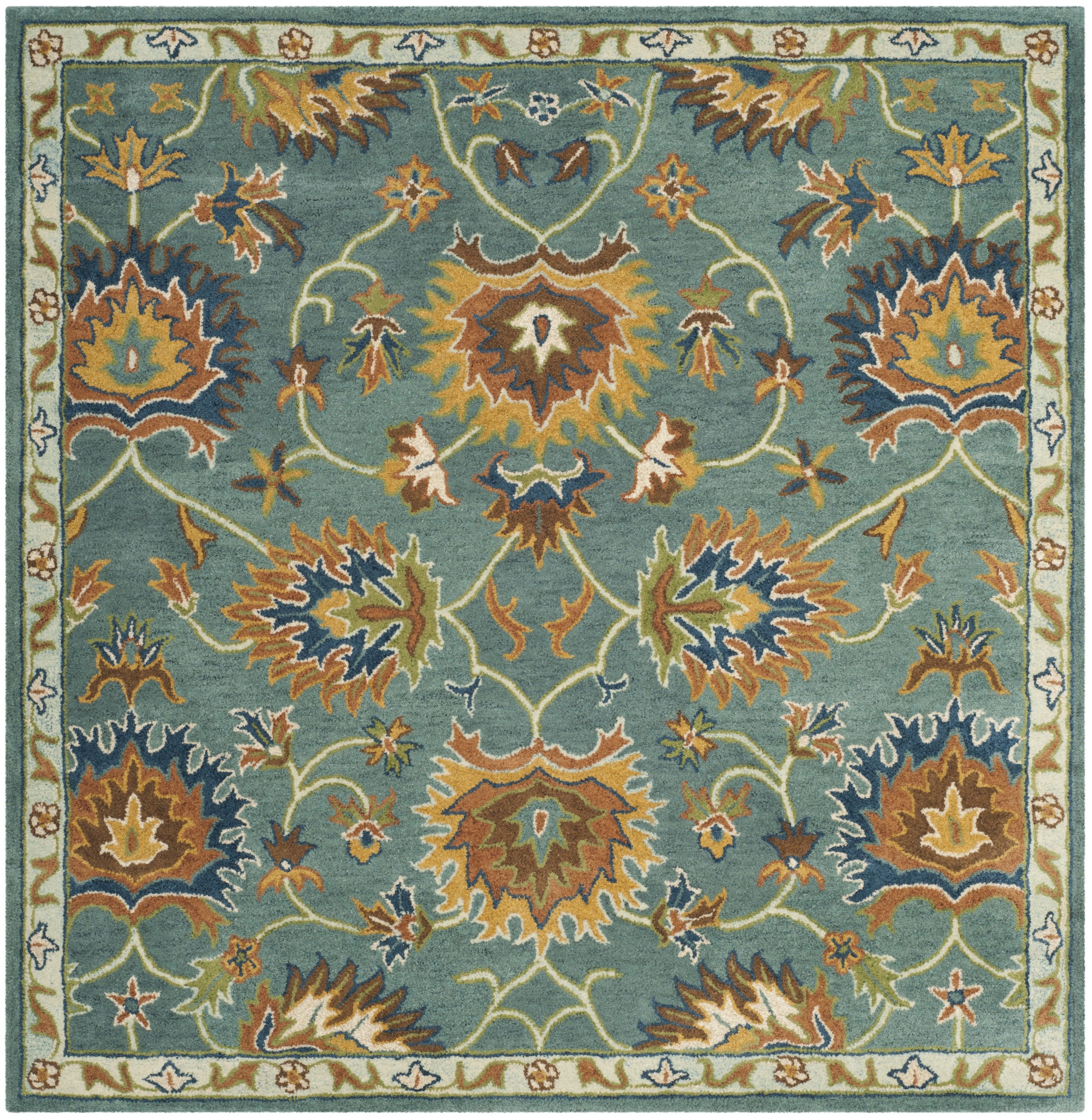 Luxe Heritage 6' Square Light Blue Hand-Tufted Wool Area Rug