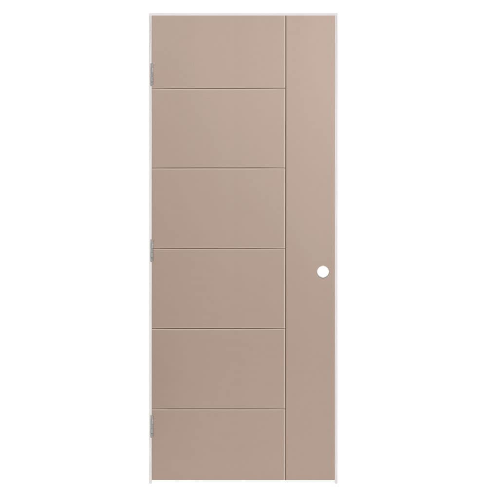 Masonite 1446847 32-in x 80-in Sandpiper Hollow core Flush Right hand Smooth Prefinished Molded composite Flat Jamb Single Prehung Interior Door