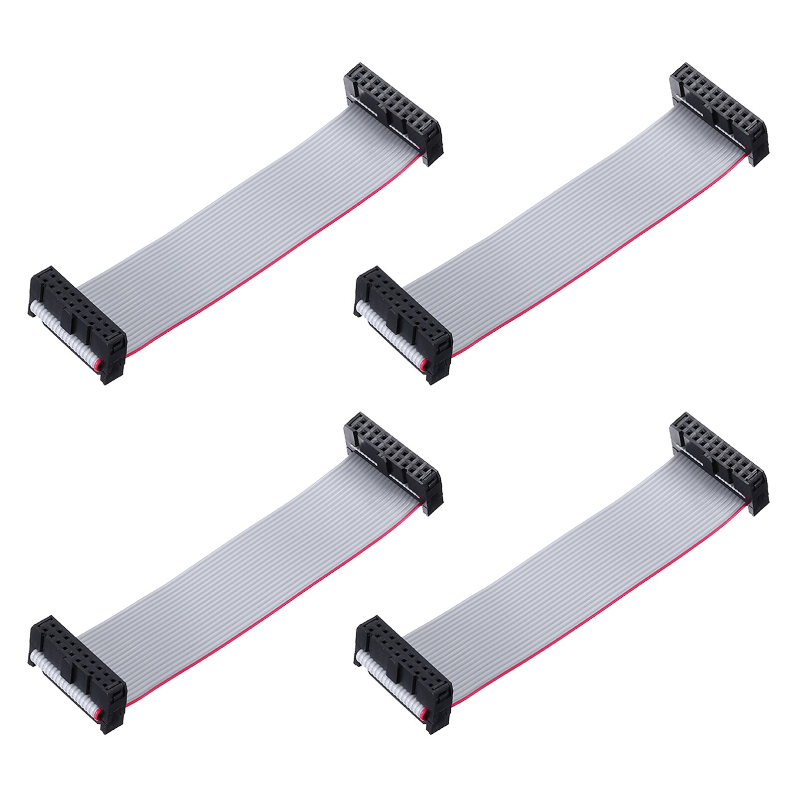Unique Bargains 4pcs IDC Flat Ribbon Cable 2.54mm Pitch 25mm Width 10cm Long 20 Pin FC to FC Flat Ribbon Connector Jumper Wire for PC LED Displays