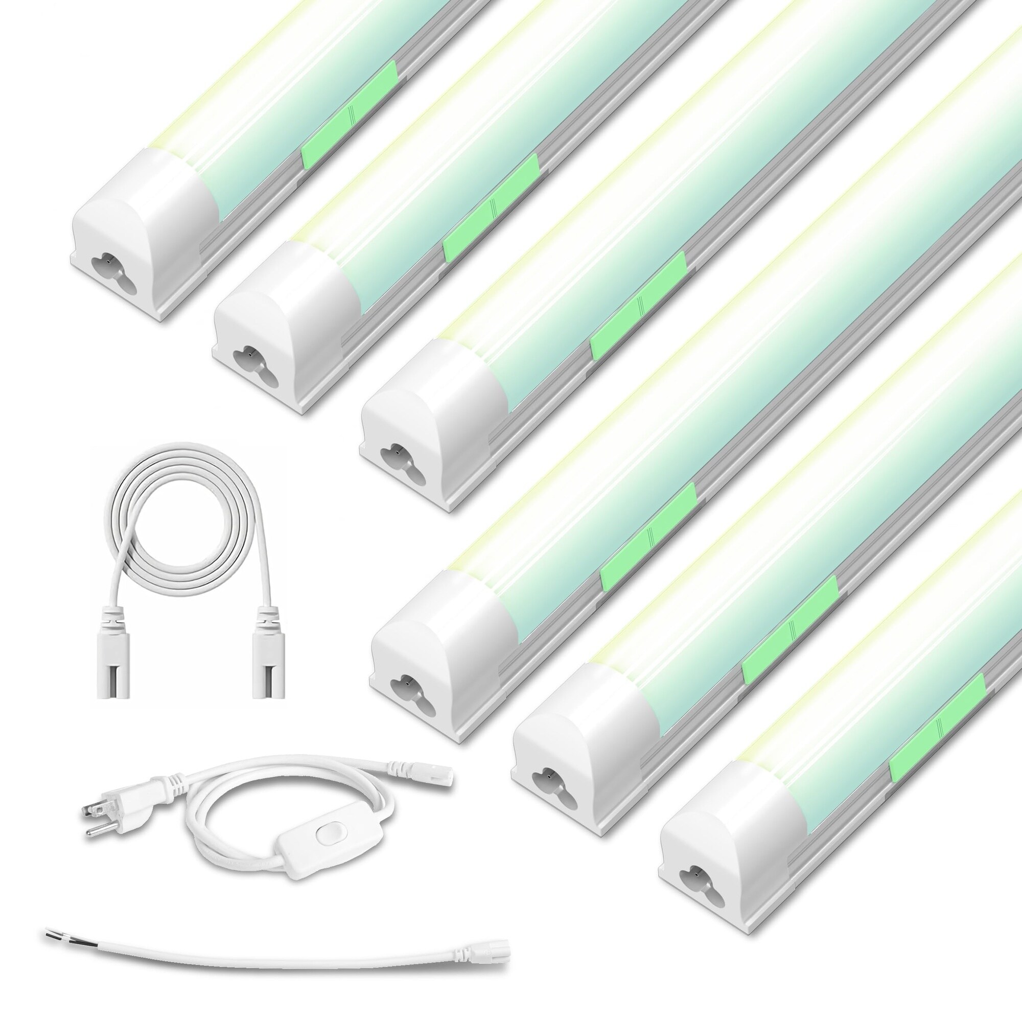UUDULY  6 Pack Dimmable 4FT LED Shop Lights 30W T8 Integrated LED Light 3000 to 6500K Tunable with Switch 6CCT 4500LM Frosted Cover Linkable Plug