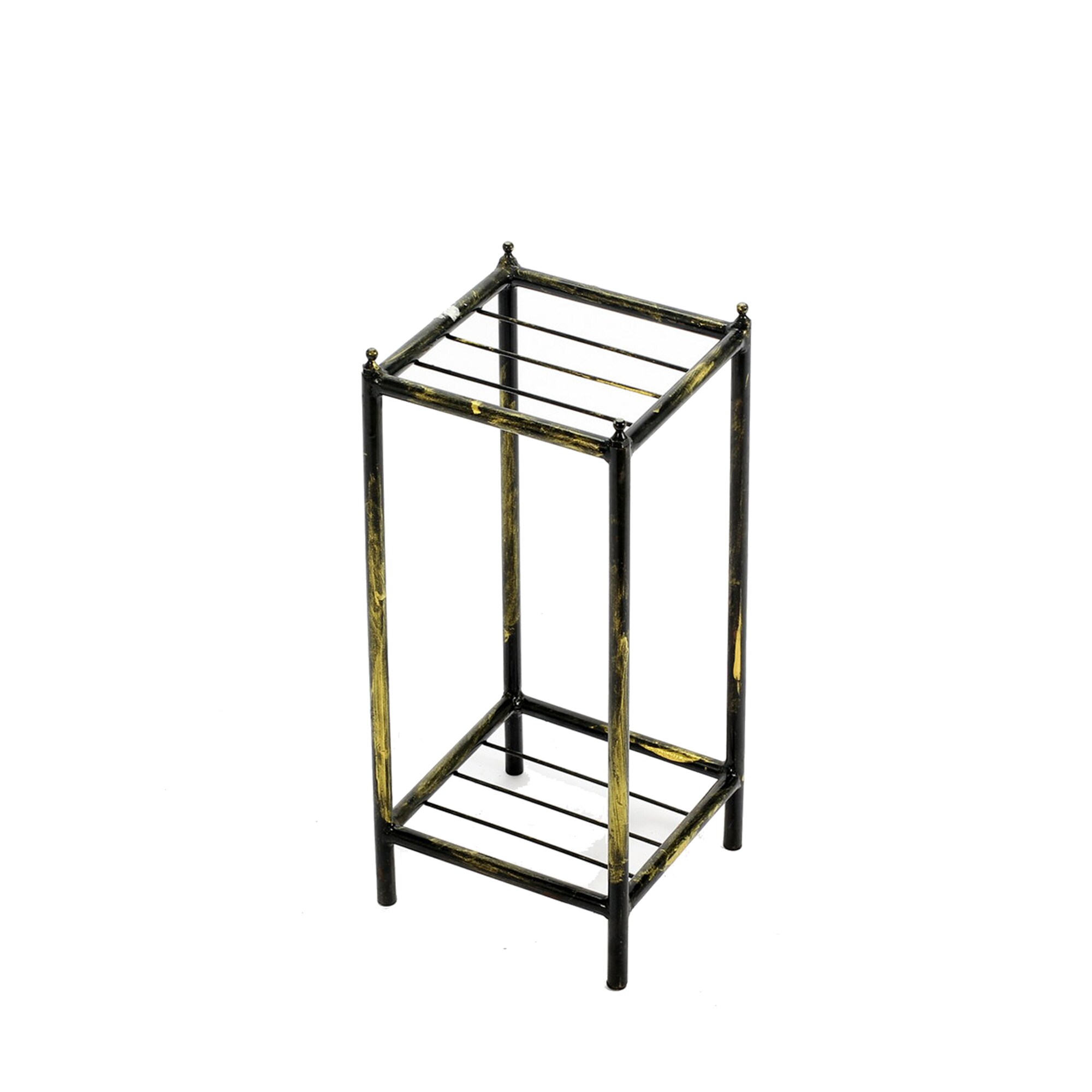 AHIOU HOME ZAAHG-115990PS Everett 17-in H x 7.5-in W BlackGold Indoor/Outdoor Square Cast iron Plant Stand