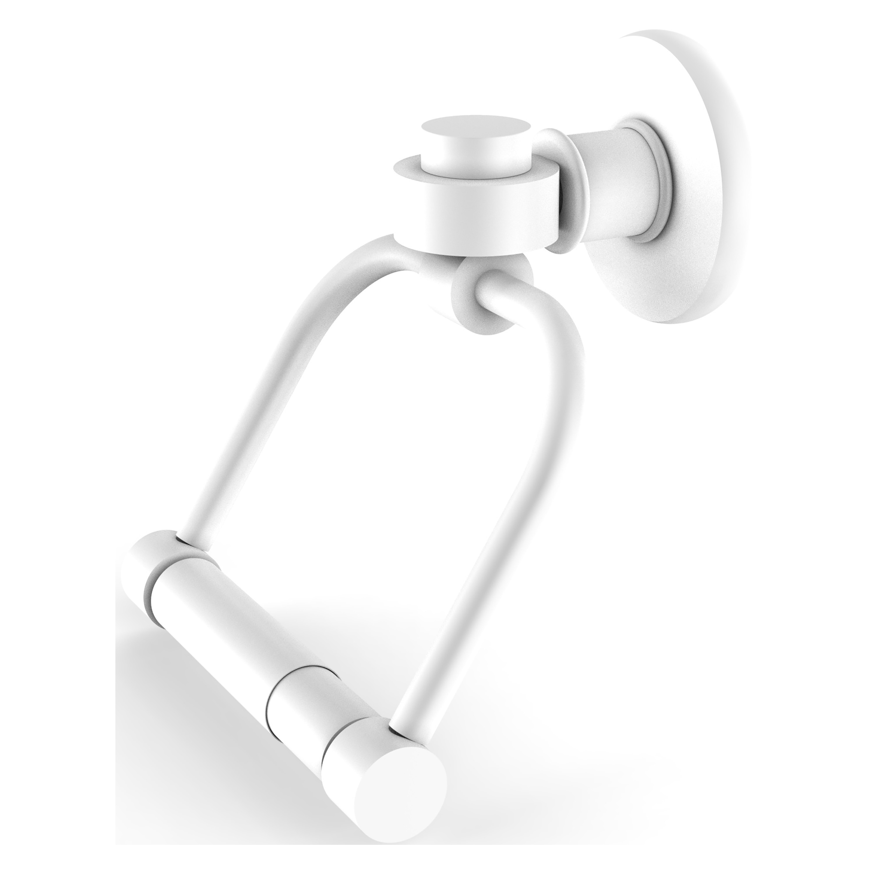Allied Brass 2024-WHM Continental Matte White Wall mount Double post Toilet Paper Holder 1 -Rolls with Storage
