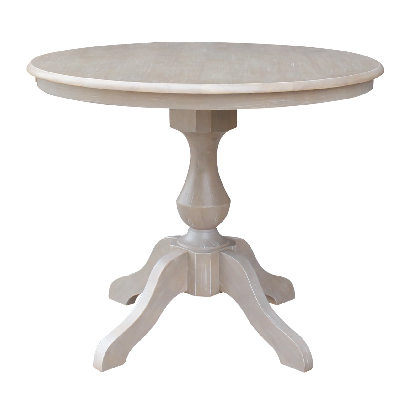 International Concepts Washed Gray Taupe Round Traditional Dining Table ...