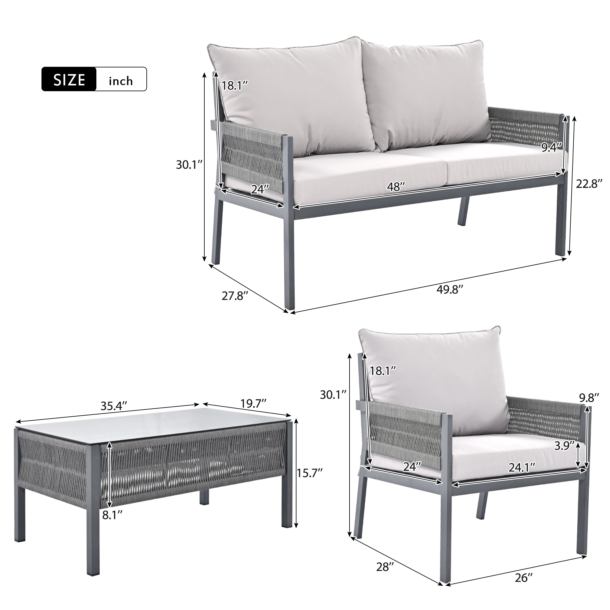 Nestfair HPKK003G Patio-Conversation-Sets - View #8