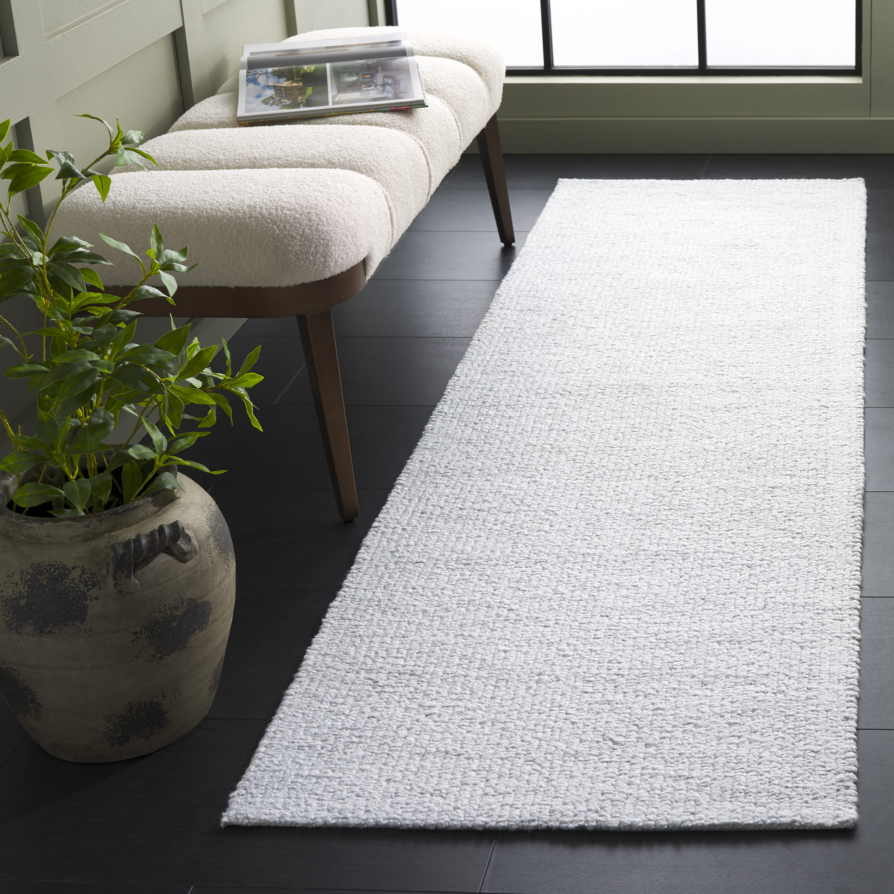  Carmine 102 Ivory Solid/Tonal 2ft-3in x 8ft Runner Rug
